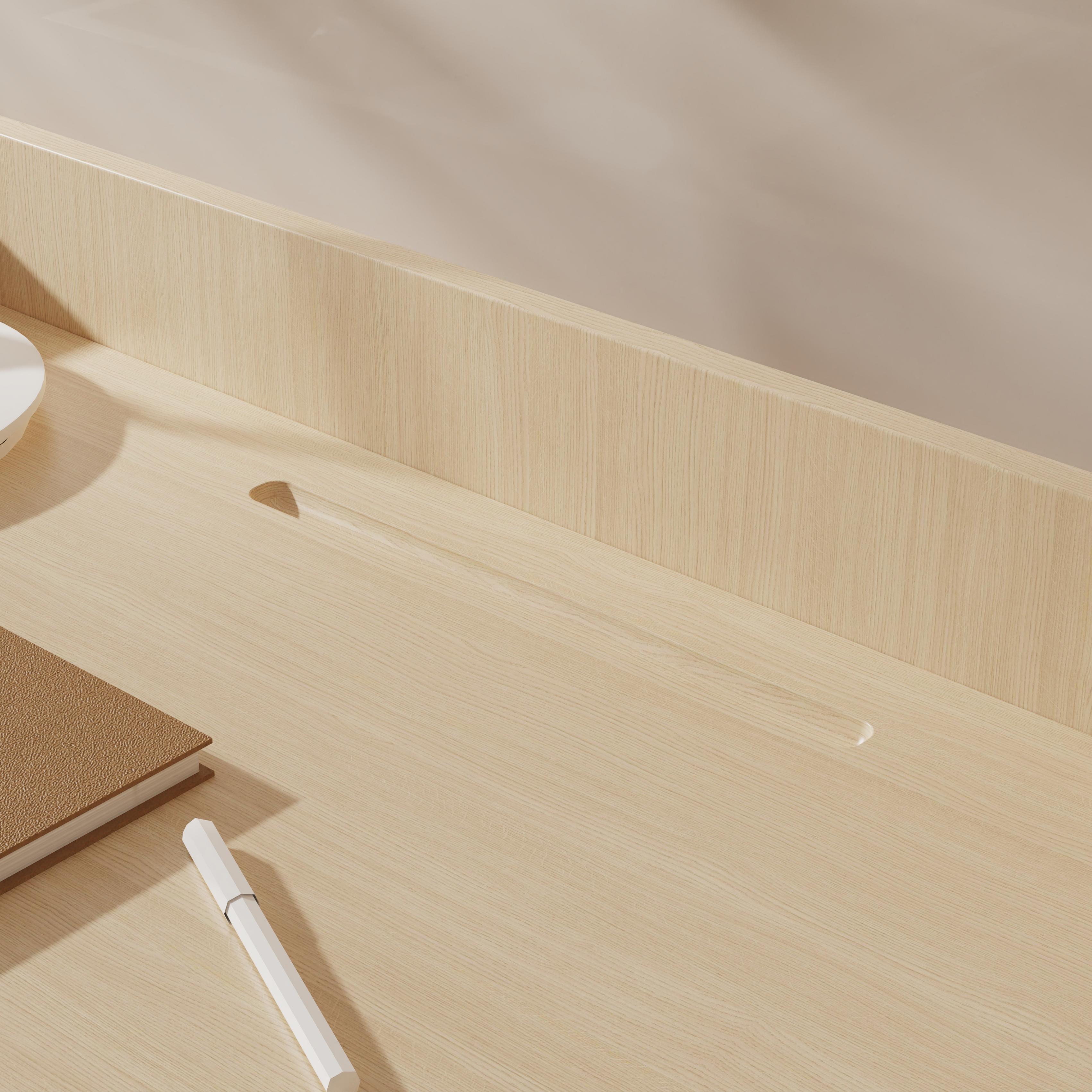 Growing Children Study Desk And Chair Set Solid Wood Desk With Bunny Ear Chair Adjustable Height