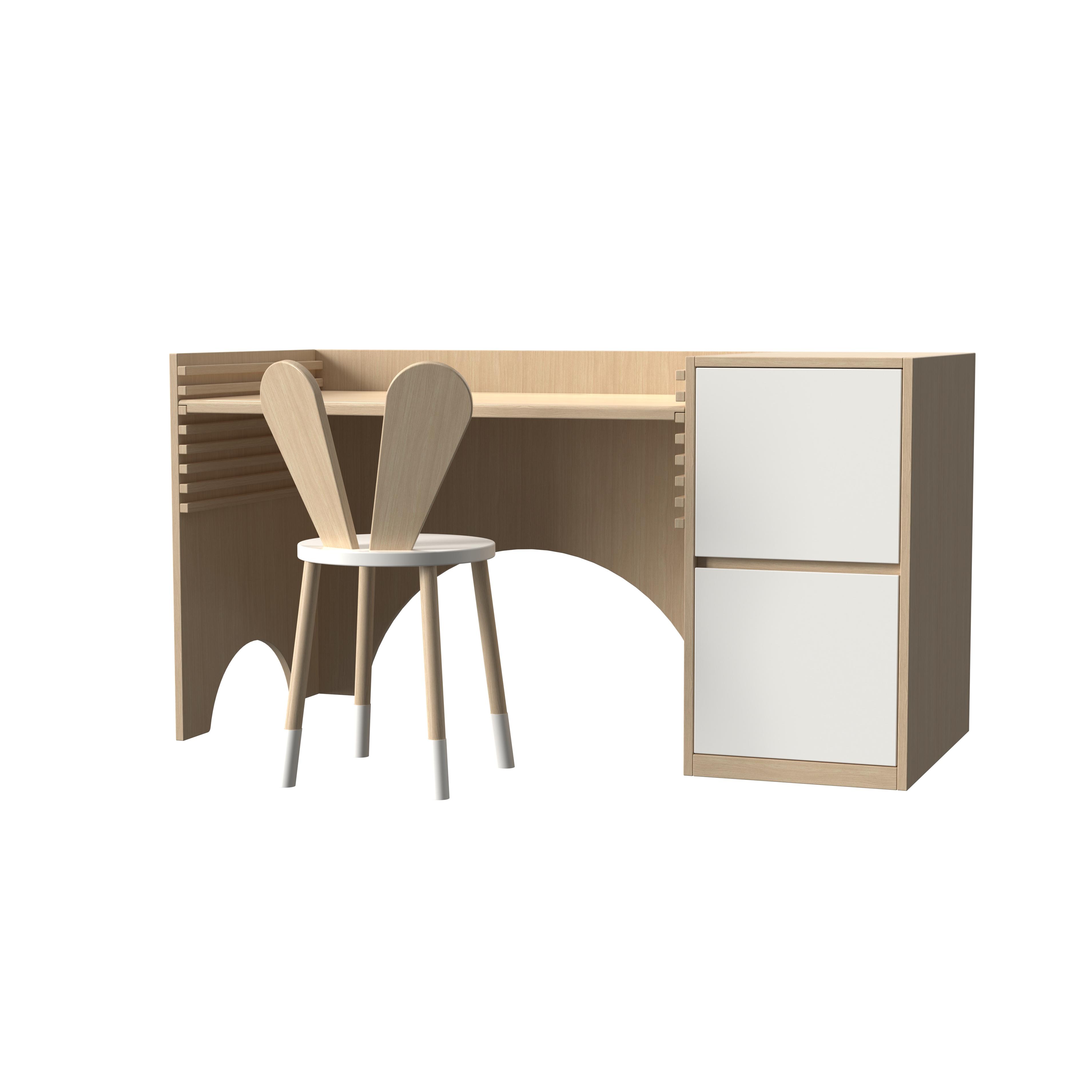 Growing Children Study Desk And Chair Set Solid Wood Desk With Bunny Ear Chair Adjustable Height