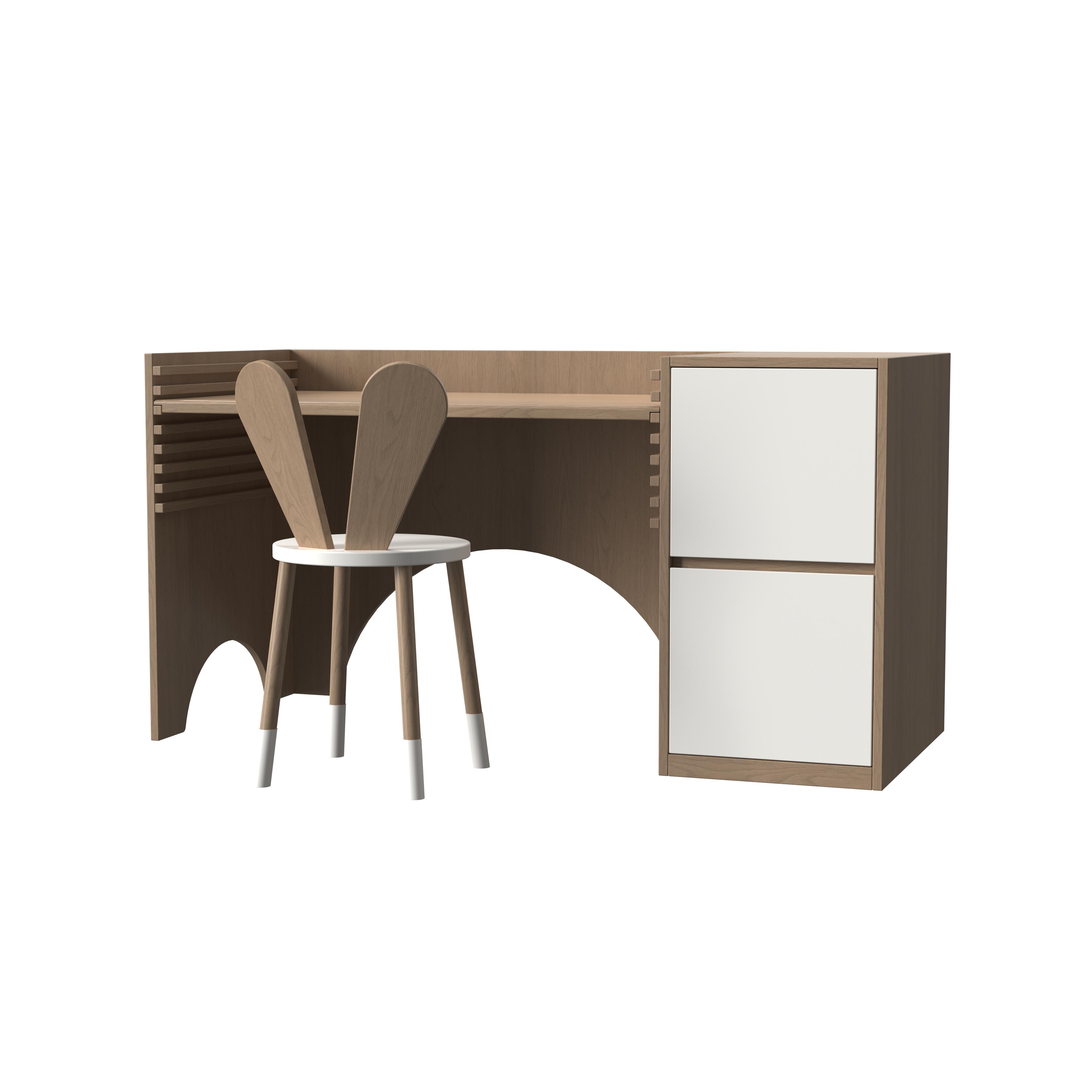 Growing Children Study Desk And Chair Set Solid Wood Desk With Bunny Ear Chair Adjustable Height