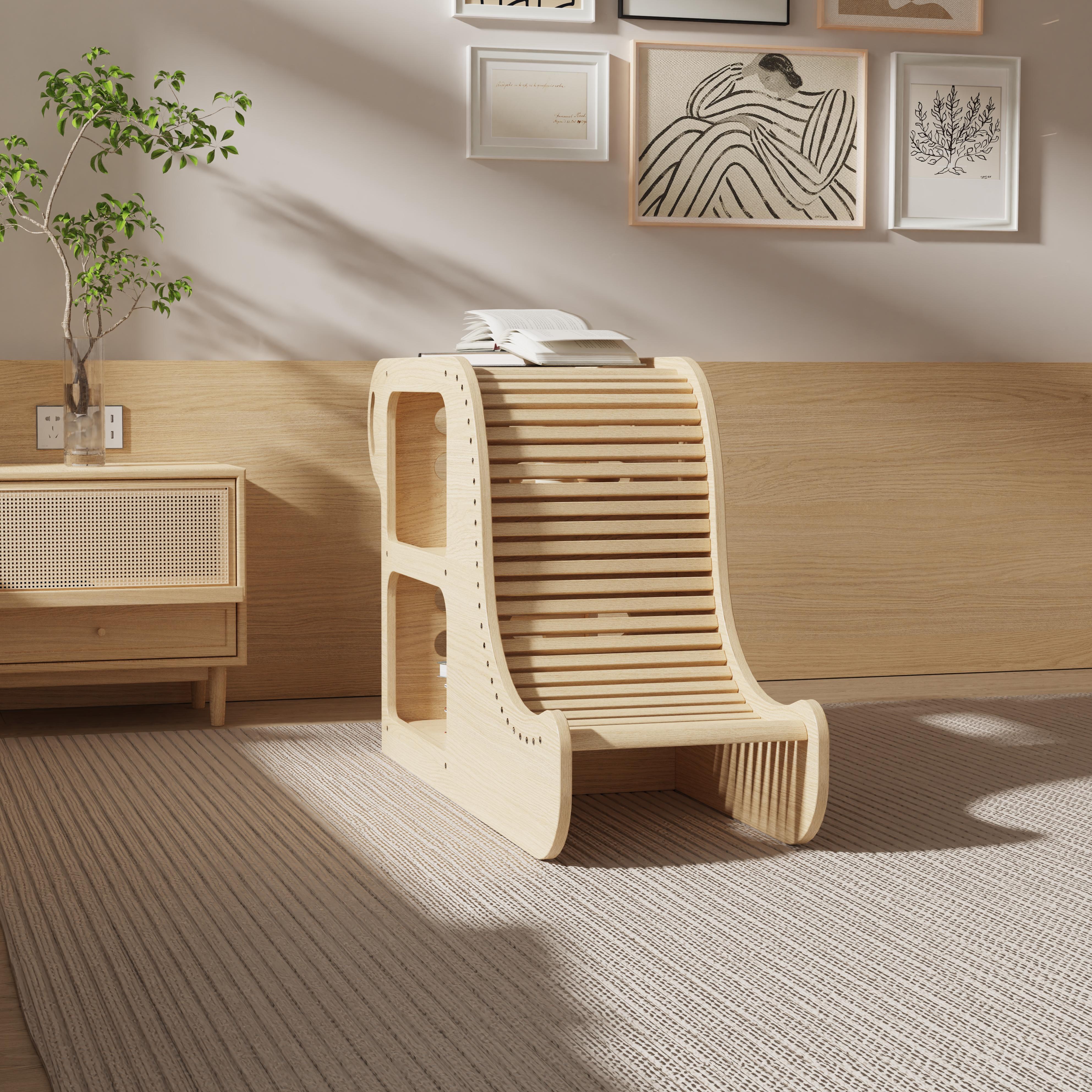 Nordic Solid Wood Side Table With Bookshelf Multifunctional Nightstand for Bedroom Living Room Minim