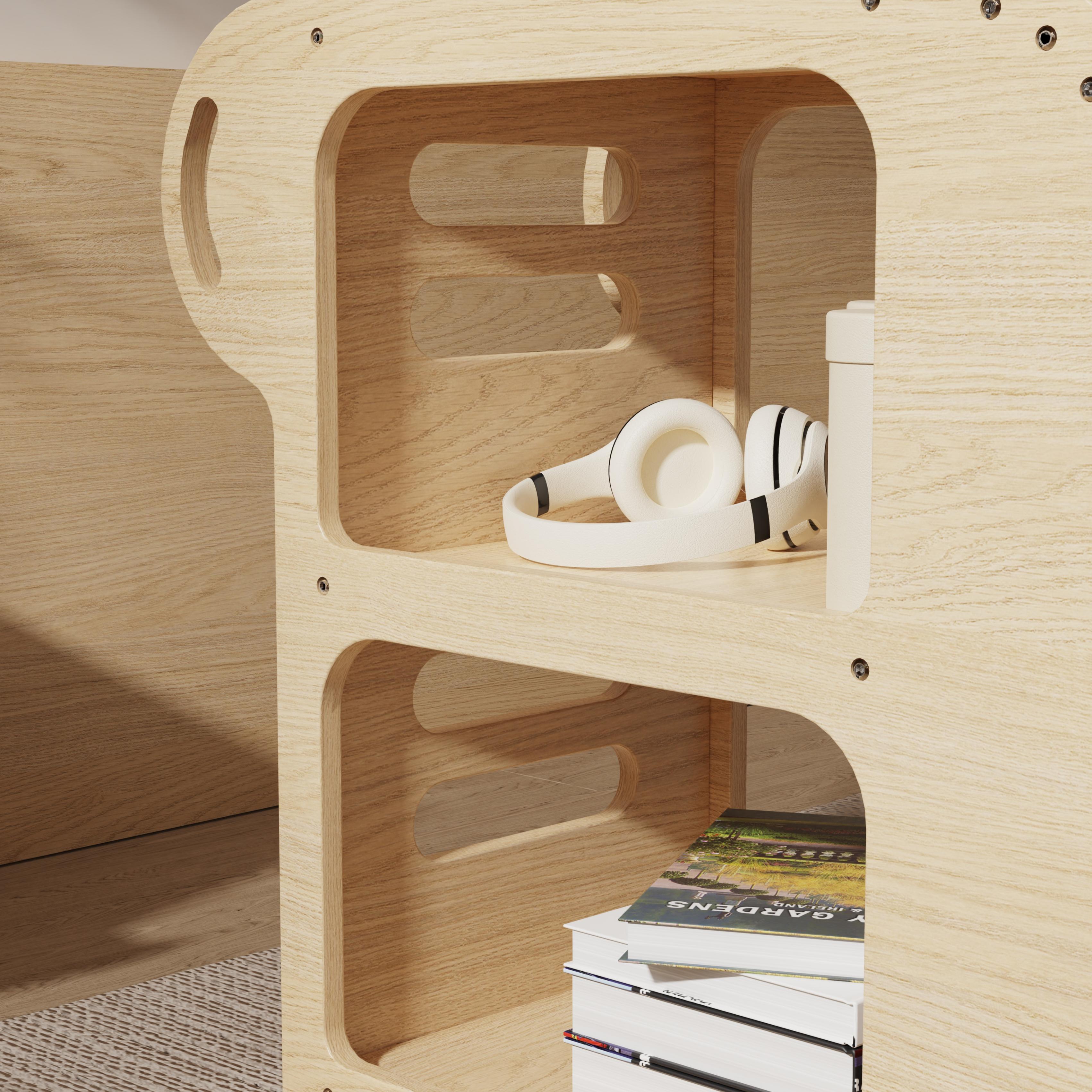 Nordic Solid Wood Side Table With Bookshelf Multifunctional Nightstand for Bedroom Living Room Minim