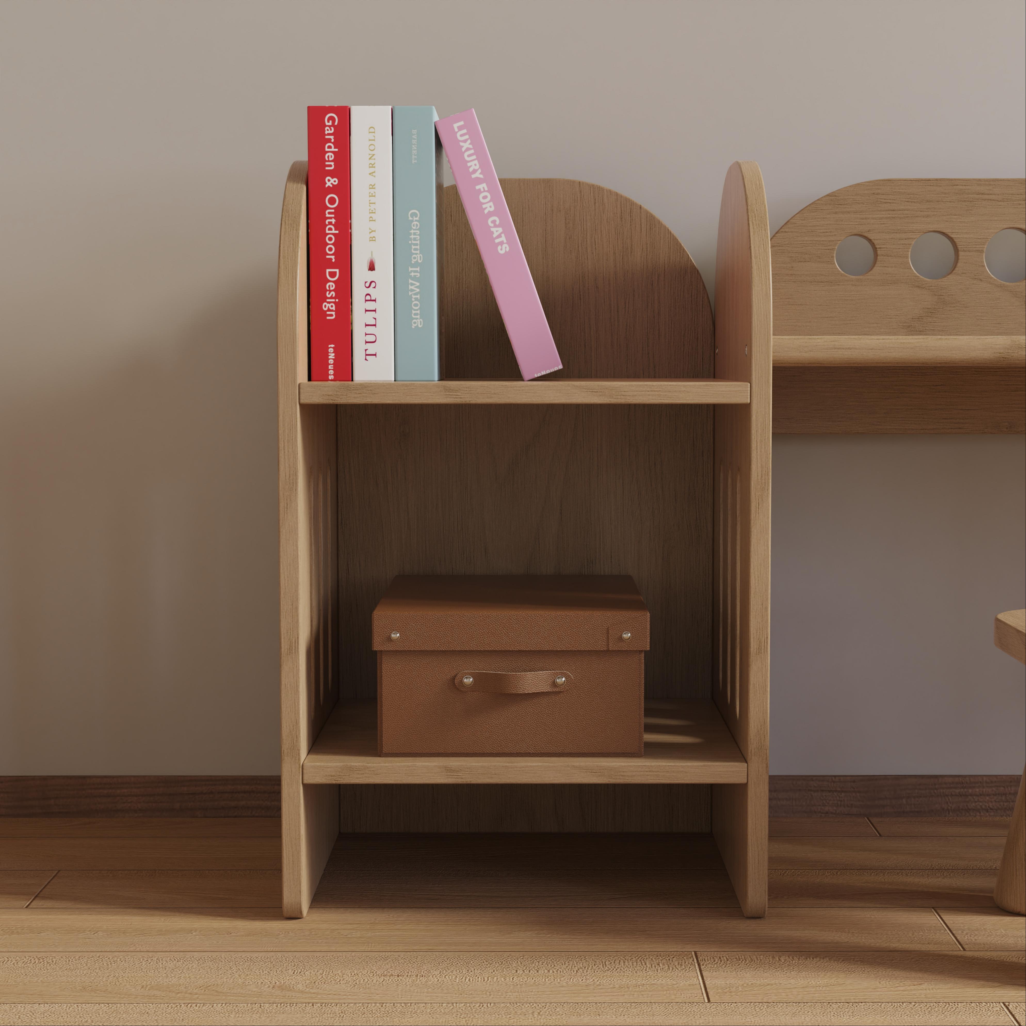 Nordic Solid Wood Kids Study Desk Set With Bookshelf Chair for Home School Playroom Space Saving