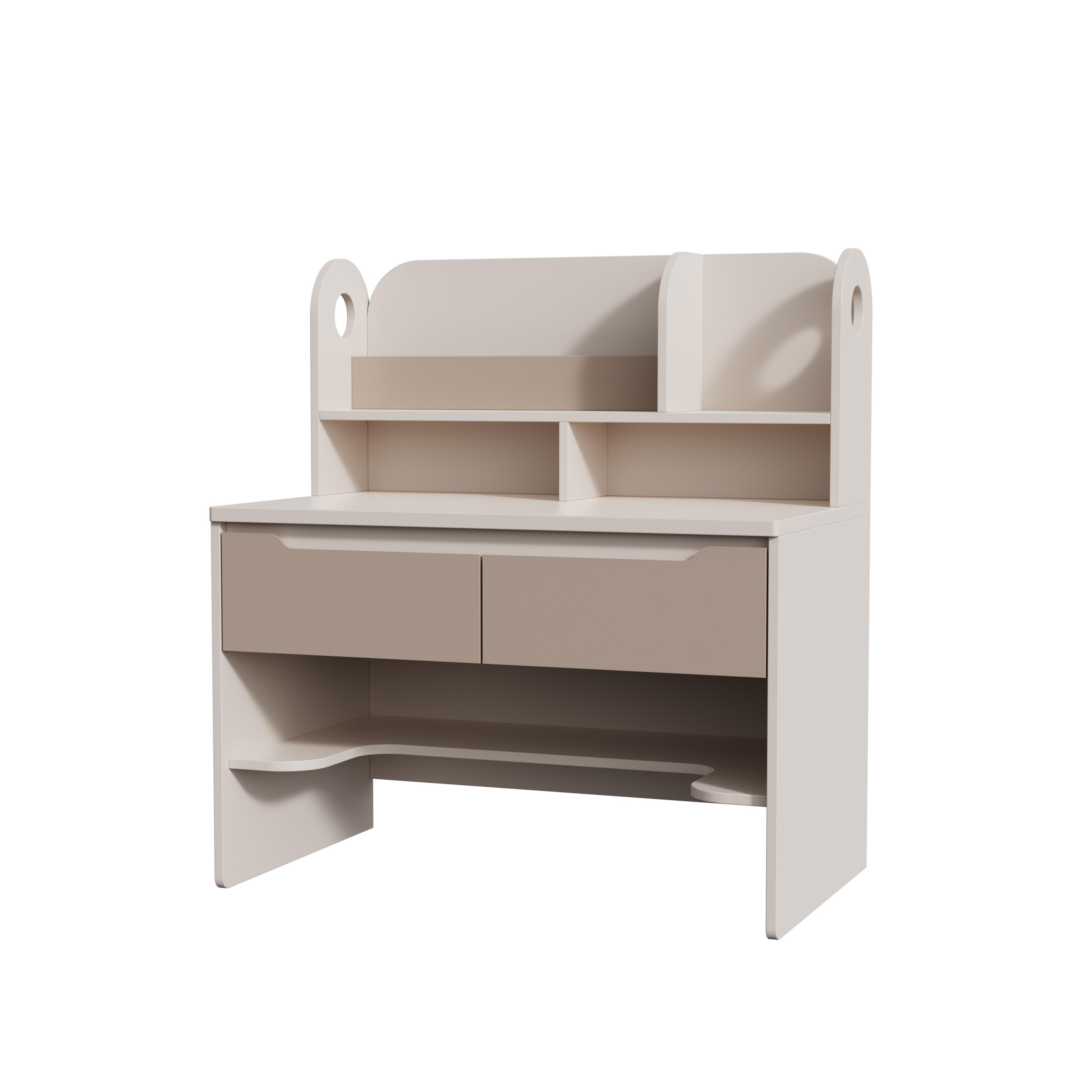 Modern White Kids Study Desk With Bookshelf Drawer for Home School Office Multi Use Eco Board Easy C