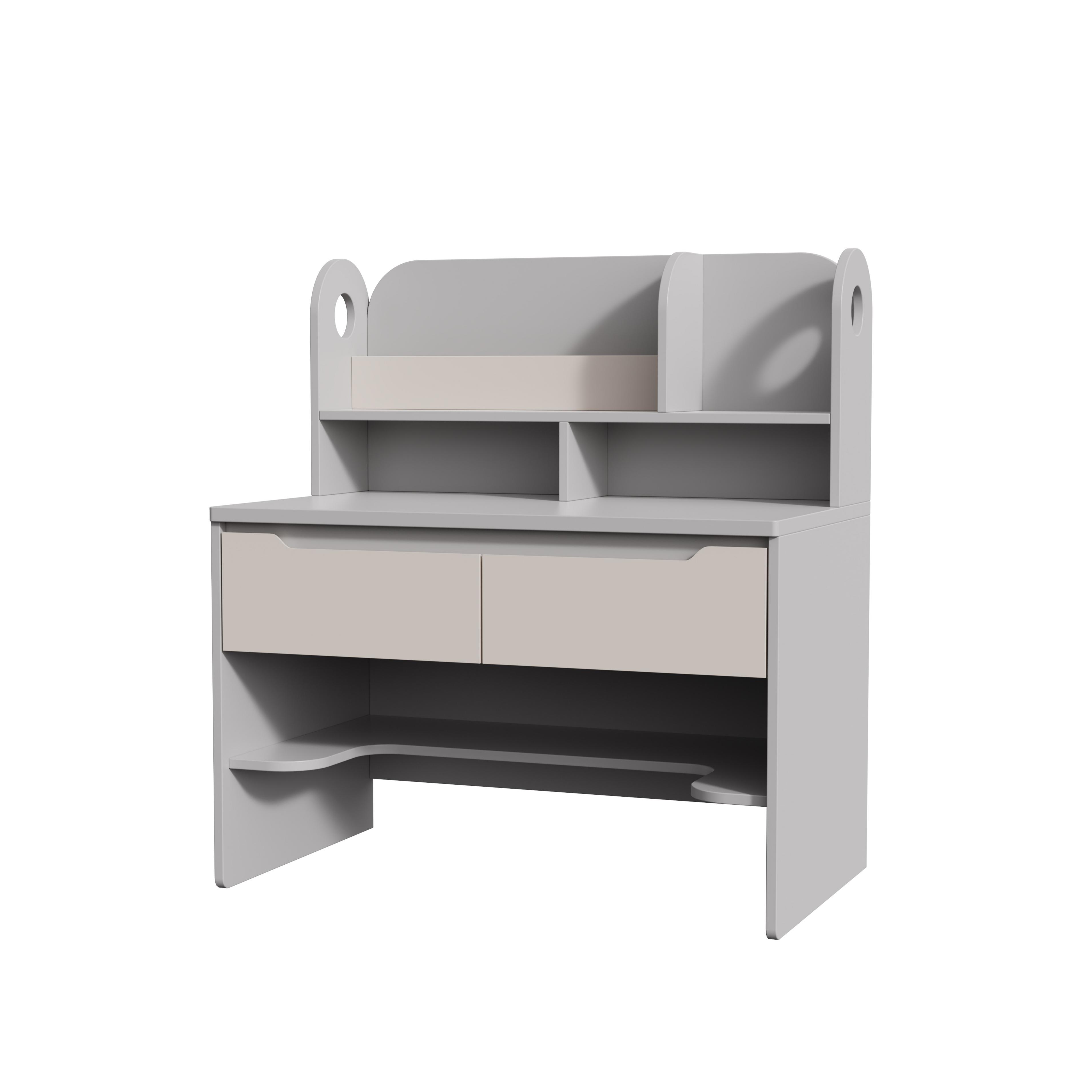 Modern White Kids Study Desk With Bookshelf Drawer for Home School Office Multi Use Eco Board Easy C