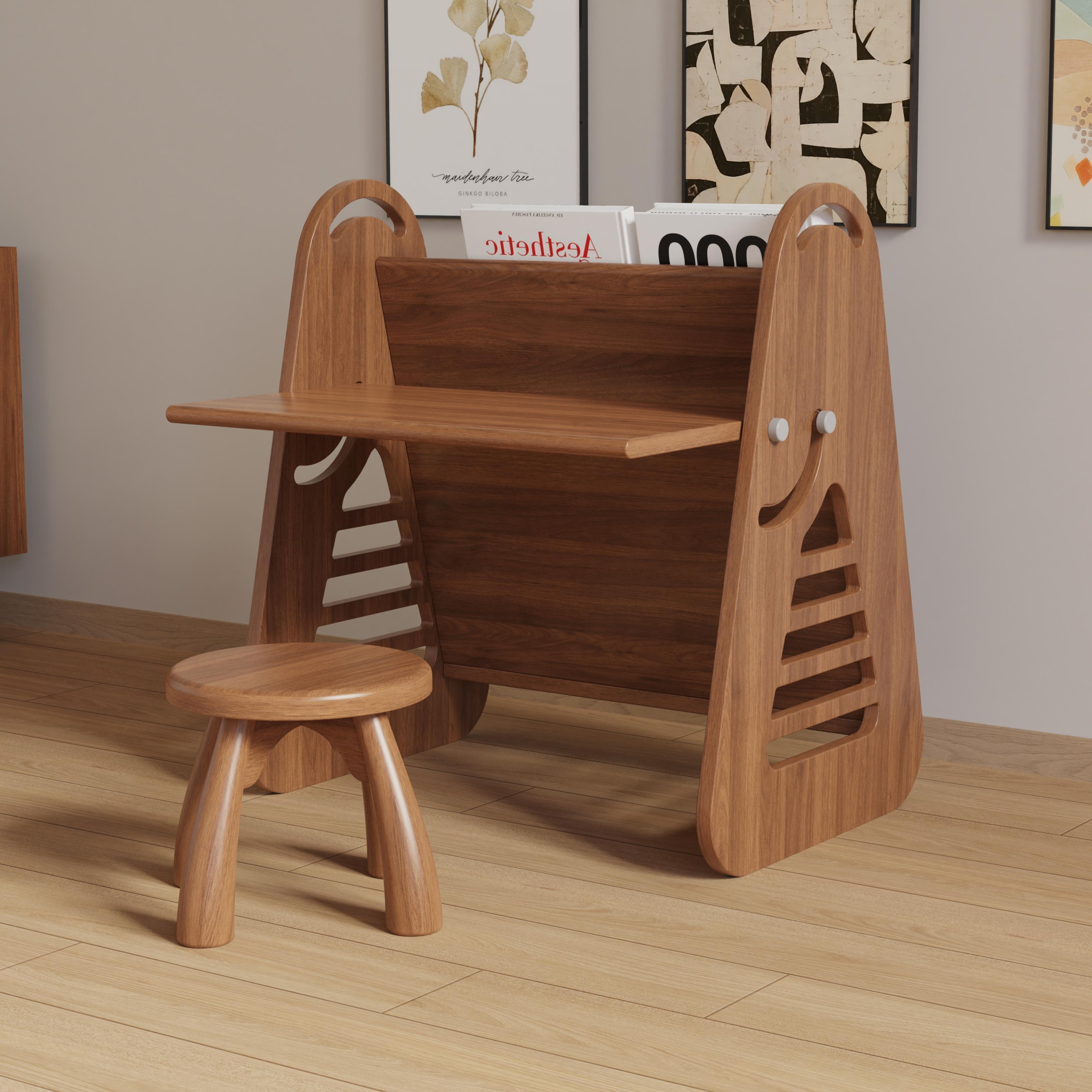 Creative Wooden Kids Study Desk Set For Home School Use Natural Solid Wood Safe Rounded Edges