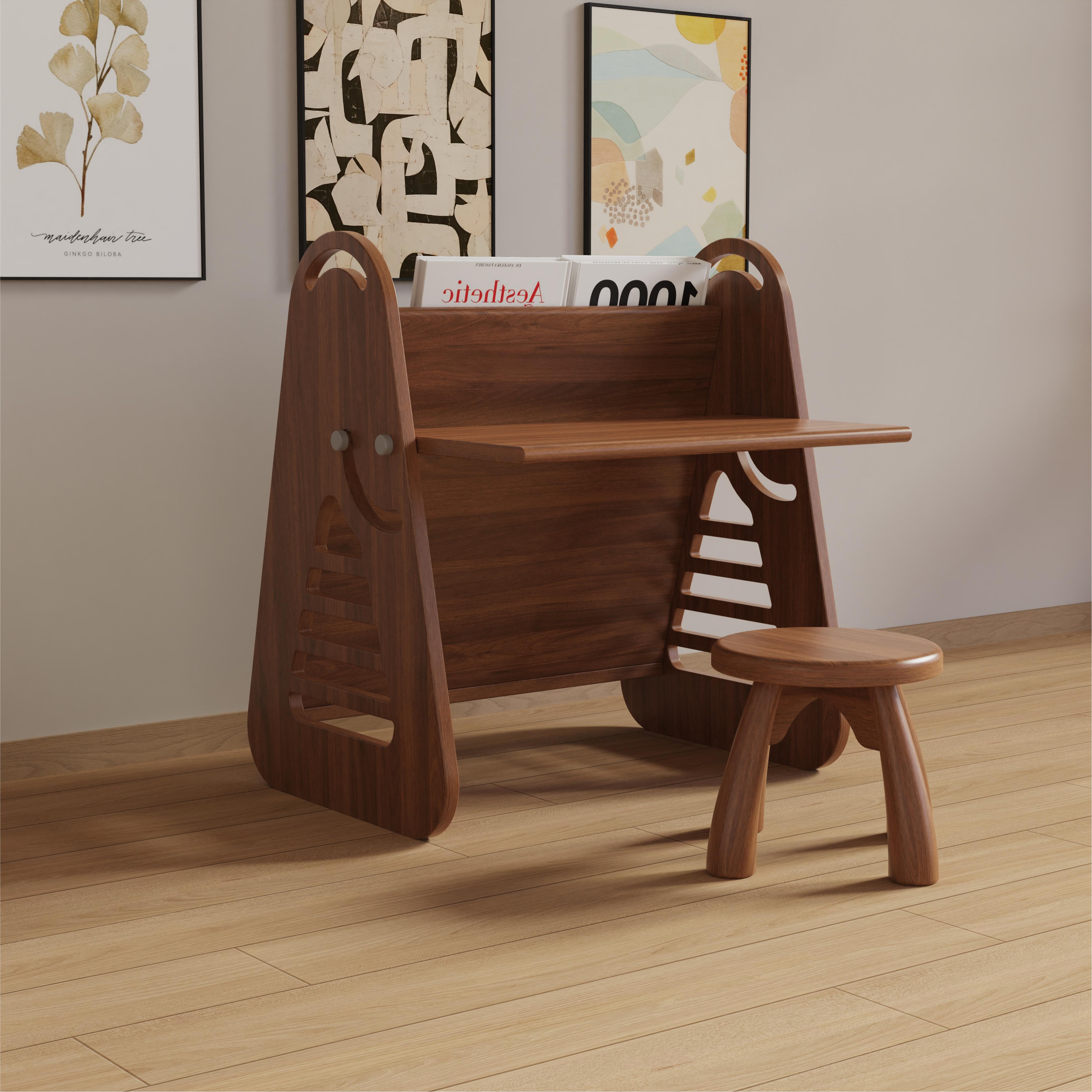 Creative Wooden Kids Study Desk Set For Home School Use Natural Solid Wood Safe Rounded Edges