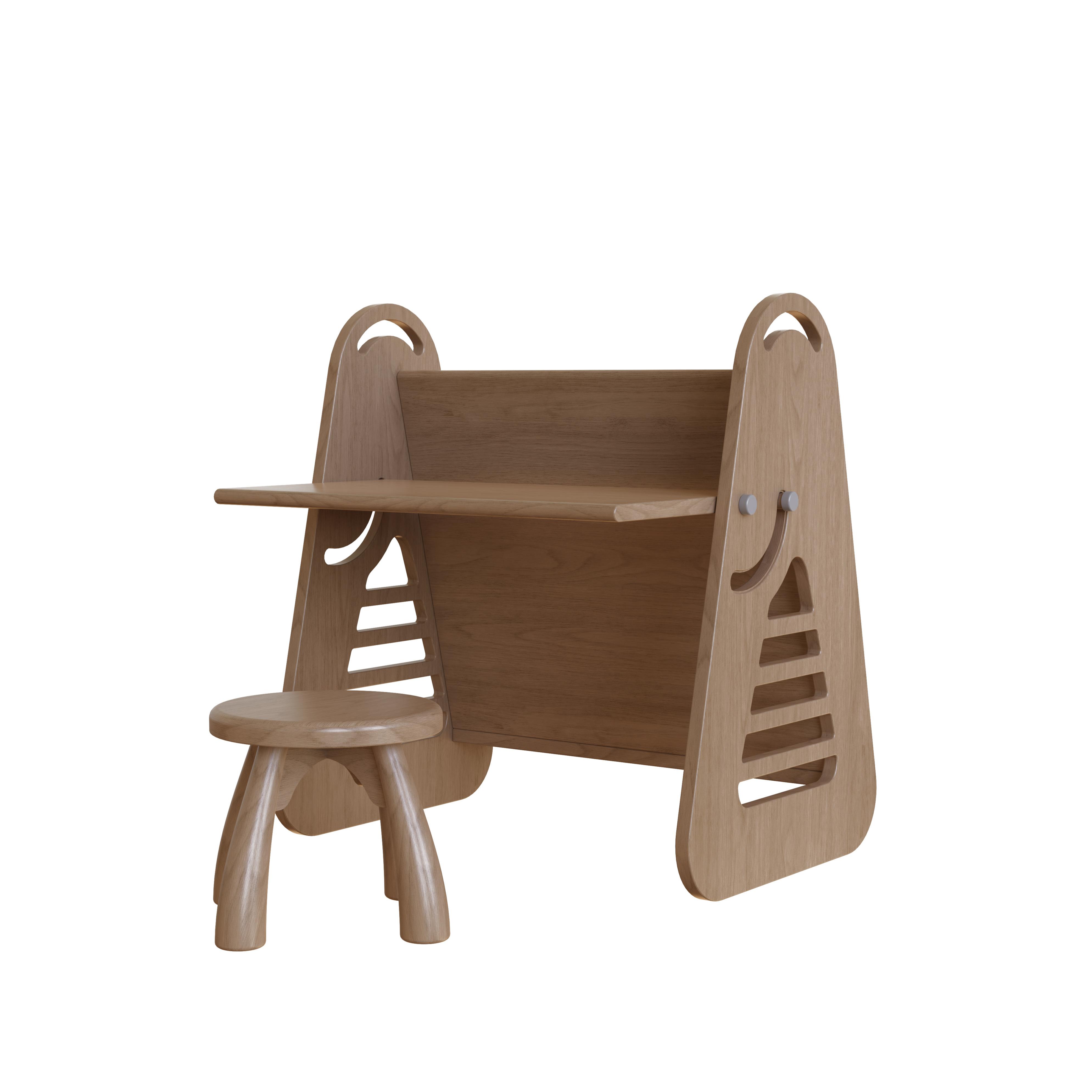 Creative Wooden Kids Study Desk Set For Home School Use Natural Solid Wood Safe Rounded Edges