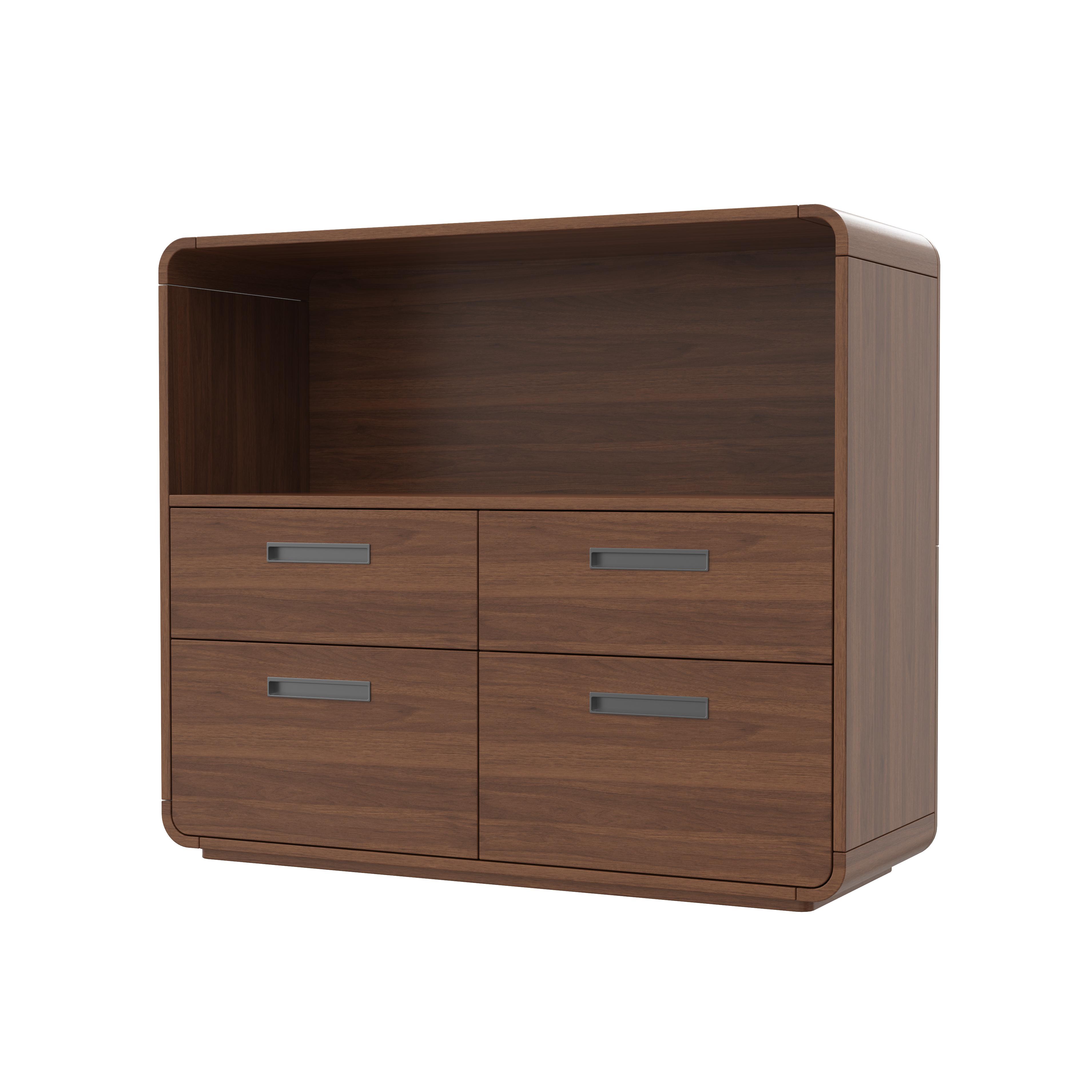 Modern Minimalist Wooden Storage Cabinet With Open Shelf and Four Drawers for Bedroom Living Room Ho