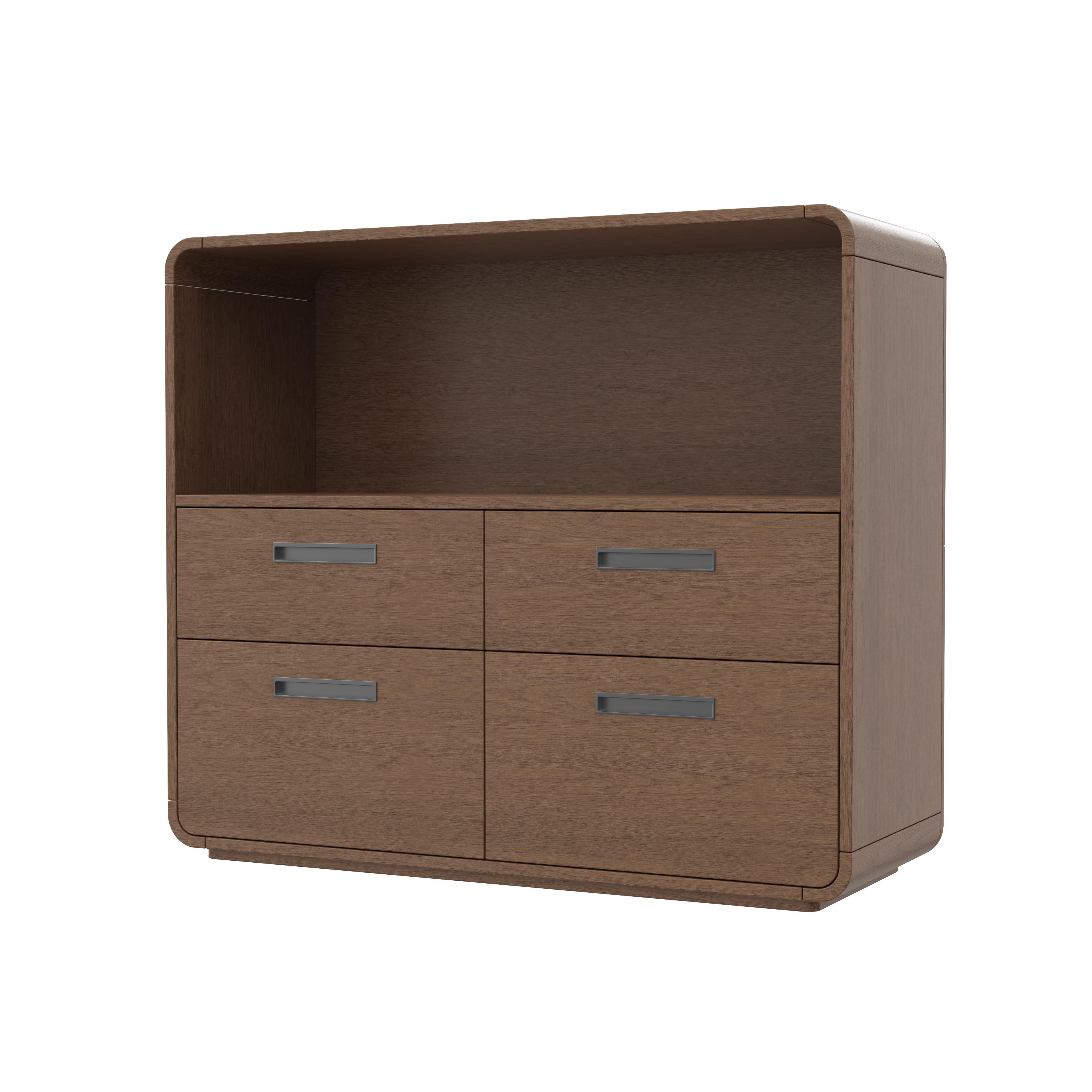 Modern Minimalist Wooden Storage Cabinet With Open Shelf and Four Drawers for Bedroom Living Room Ho