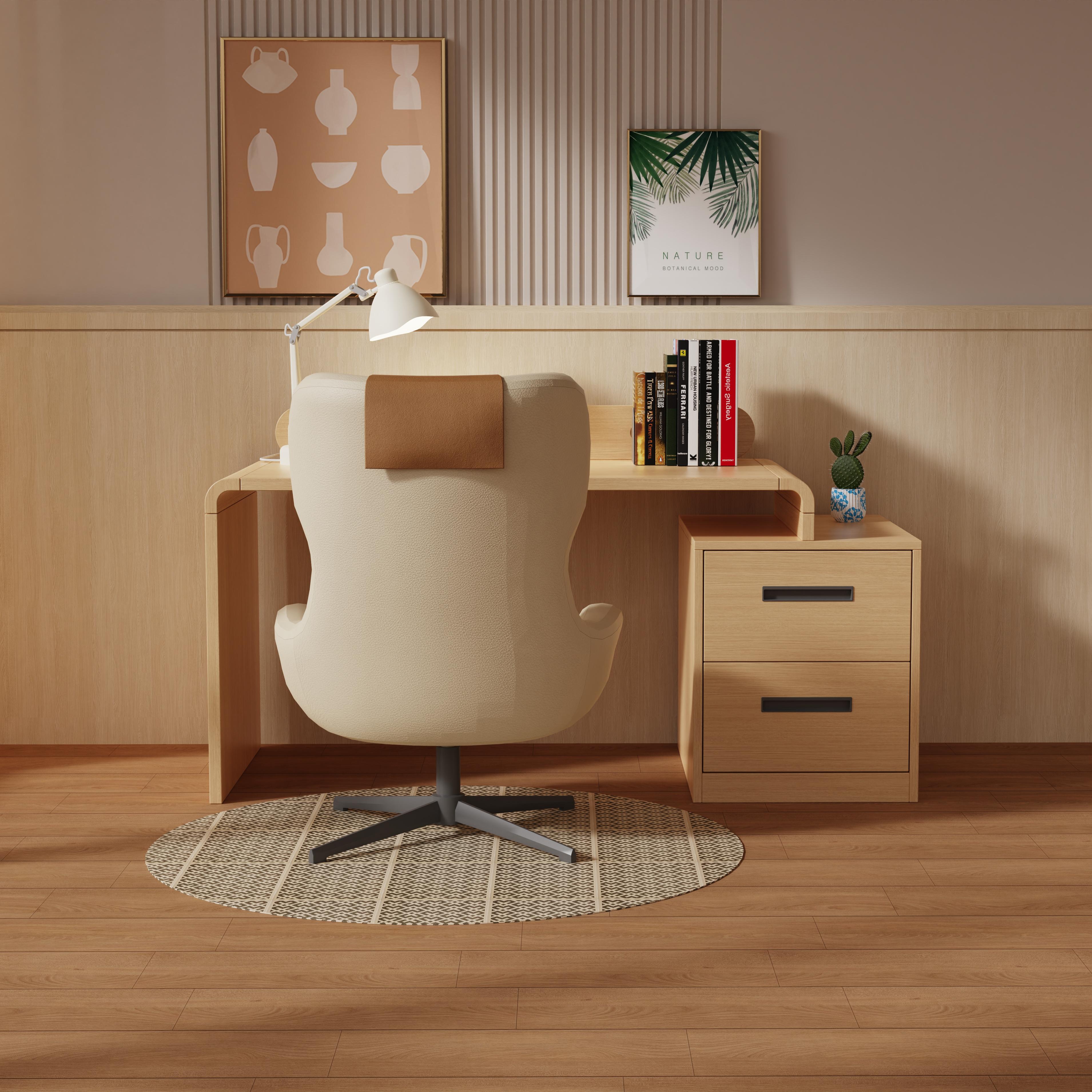 Modern Minimalist Desk With Two Drawers and Open Shelf for Home Office Use Ergonomic Design