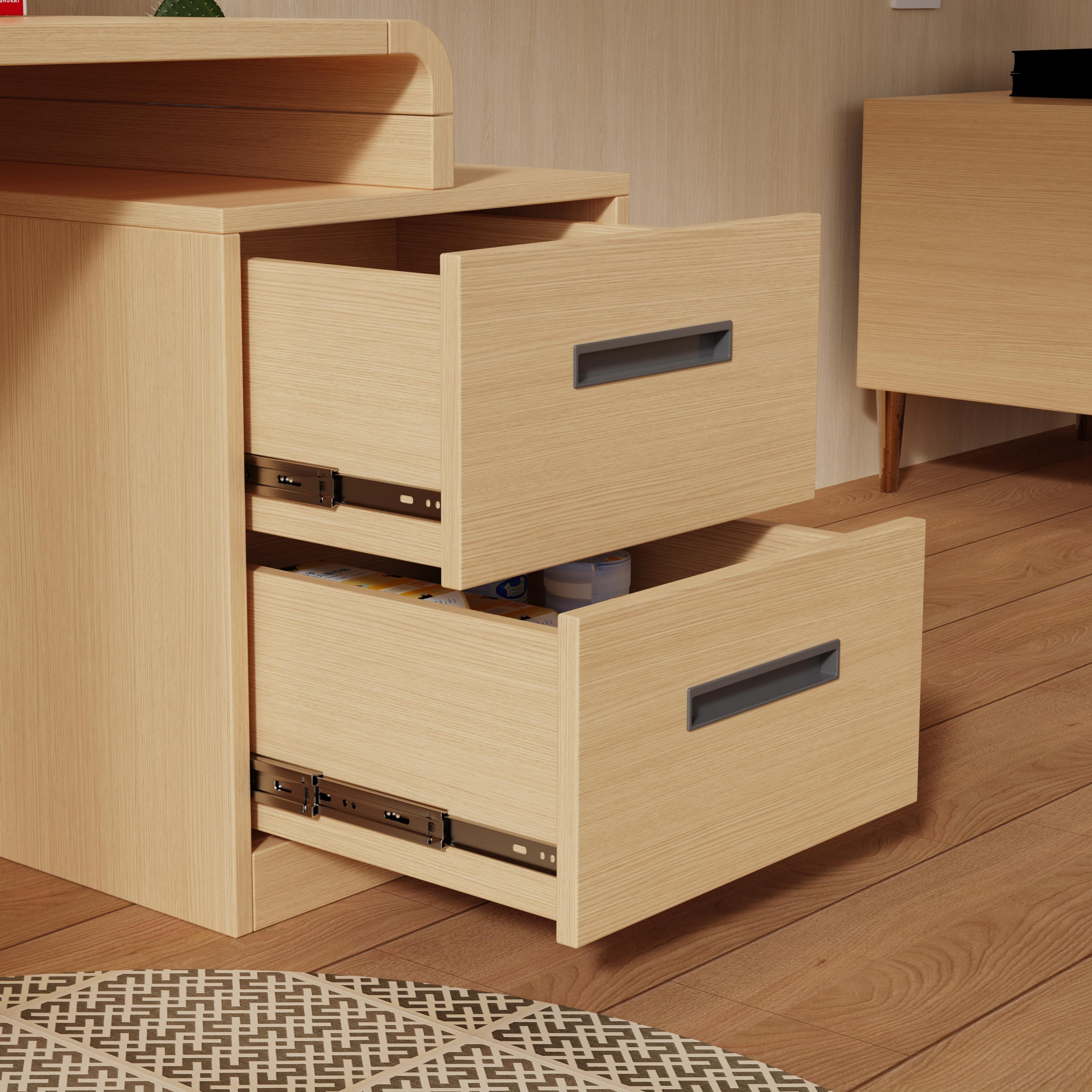 Modern Minimalist Desk With Two Drawers and Open Shelf for Home Office Use Ergonomic Design