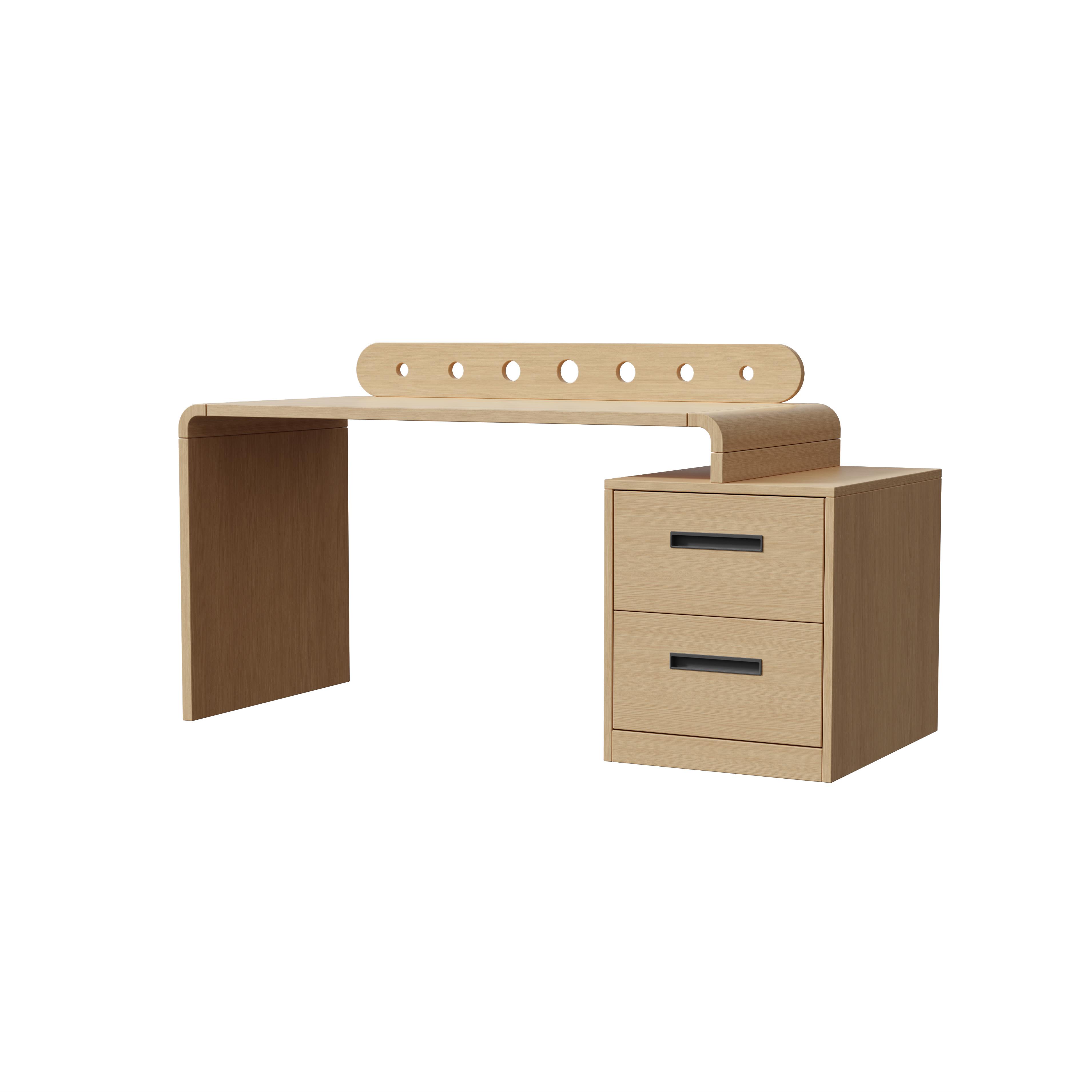 Modern Minimalist Desk With Two Drawers and Open Shelf for Home Office Use Ergonomic Design