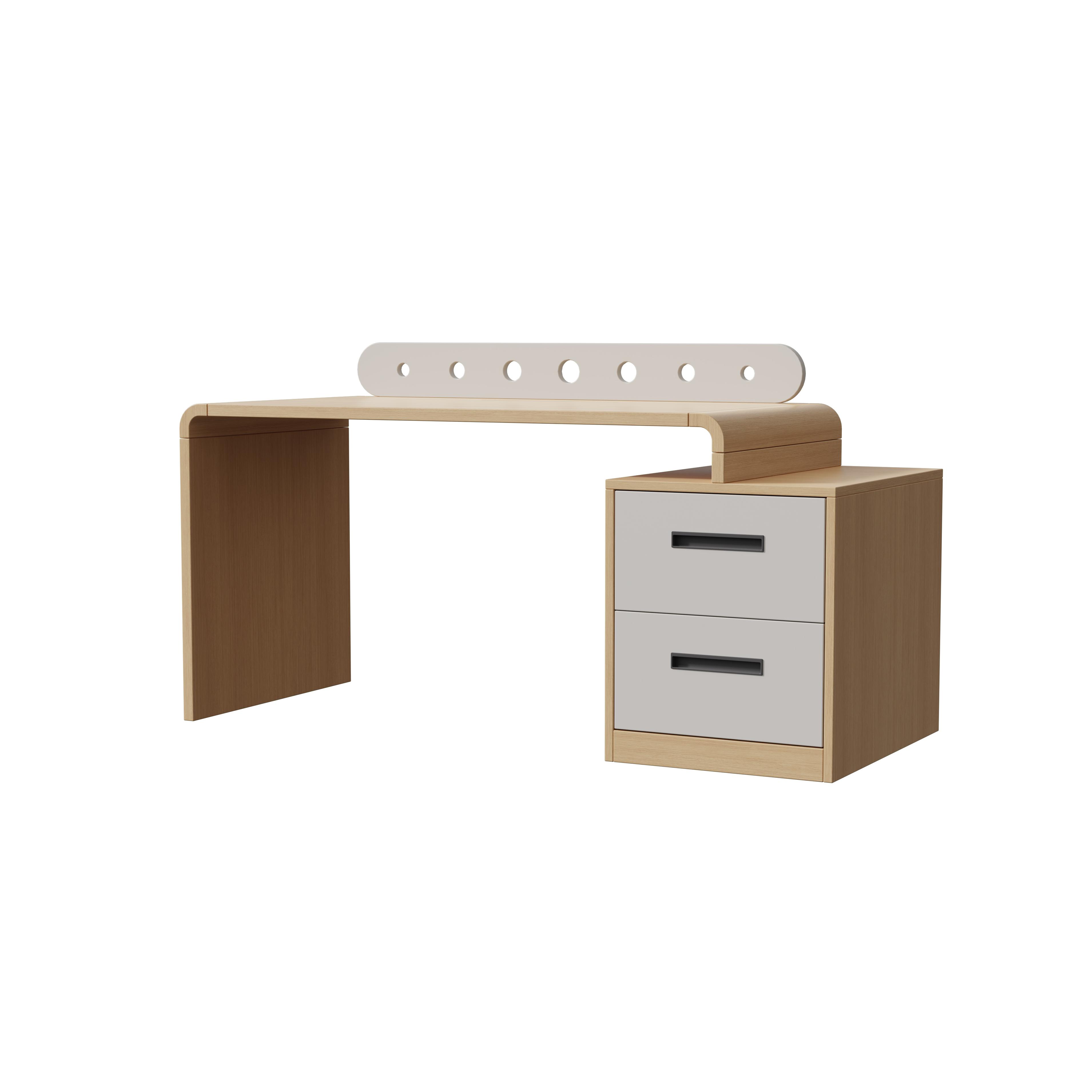Modern Minimalist Desk With Two Drawers and Open Shelf for Home Office Use Ergonomic Design