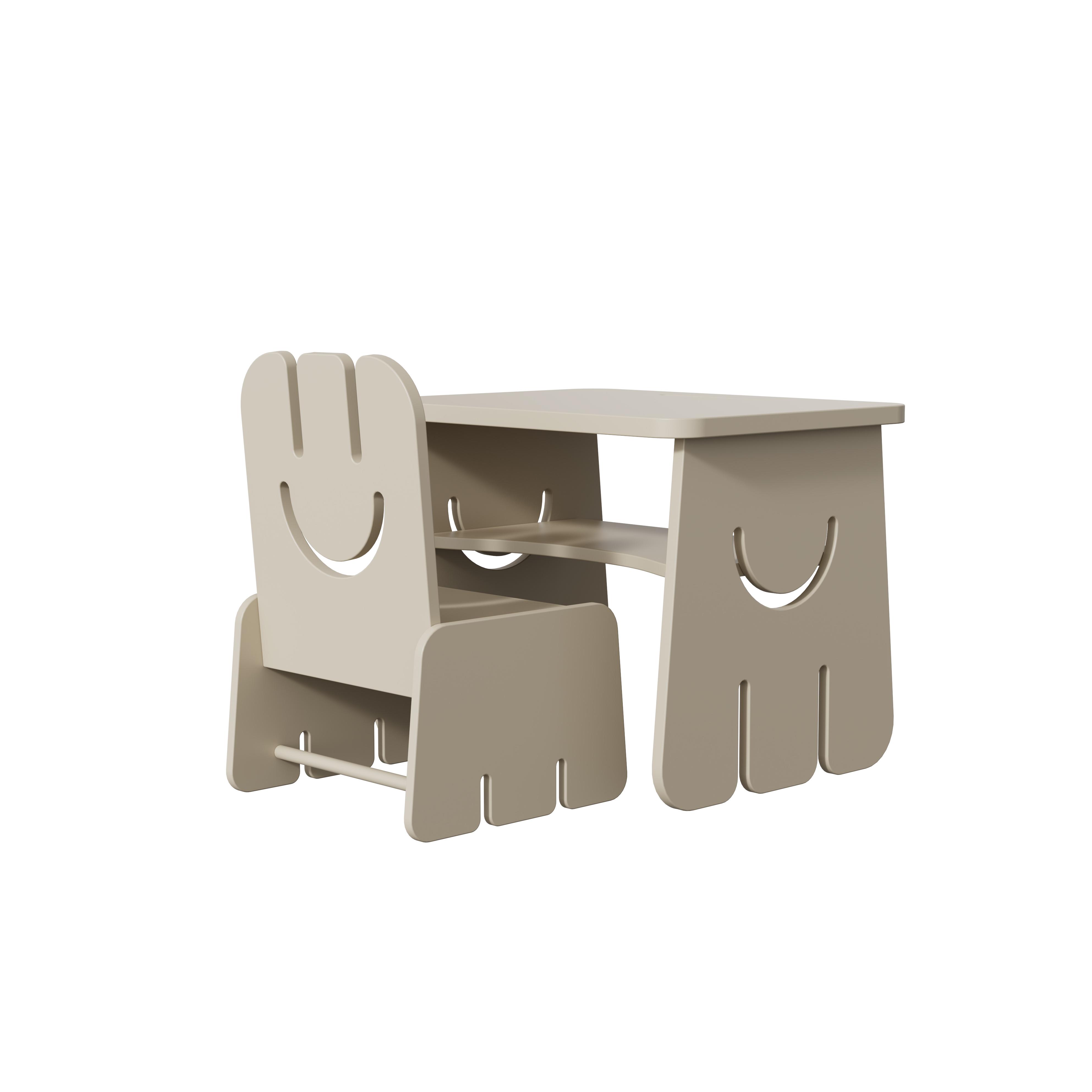 Cute Smiley Shaped Kids Desk and Chair Set for Children Study Playroom Bedroom Easy to Clean Durable