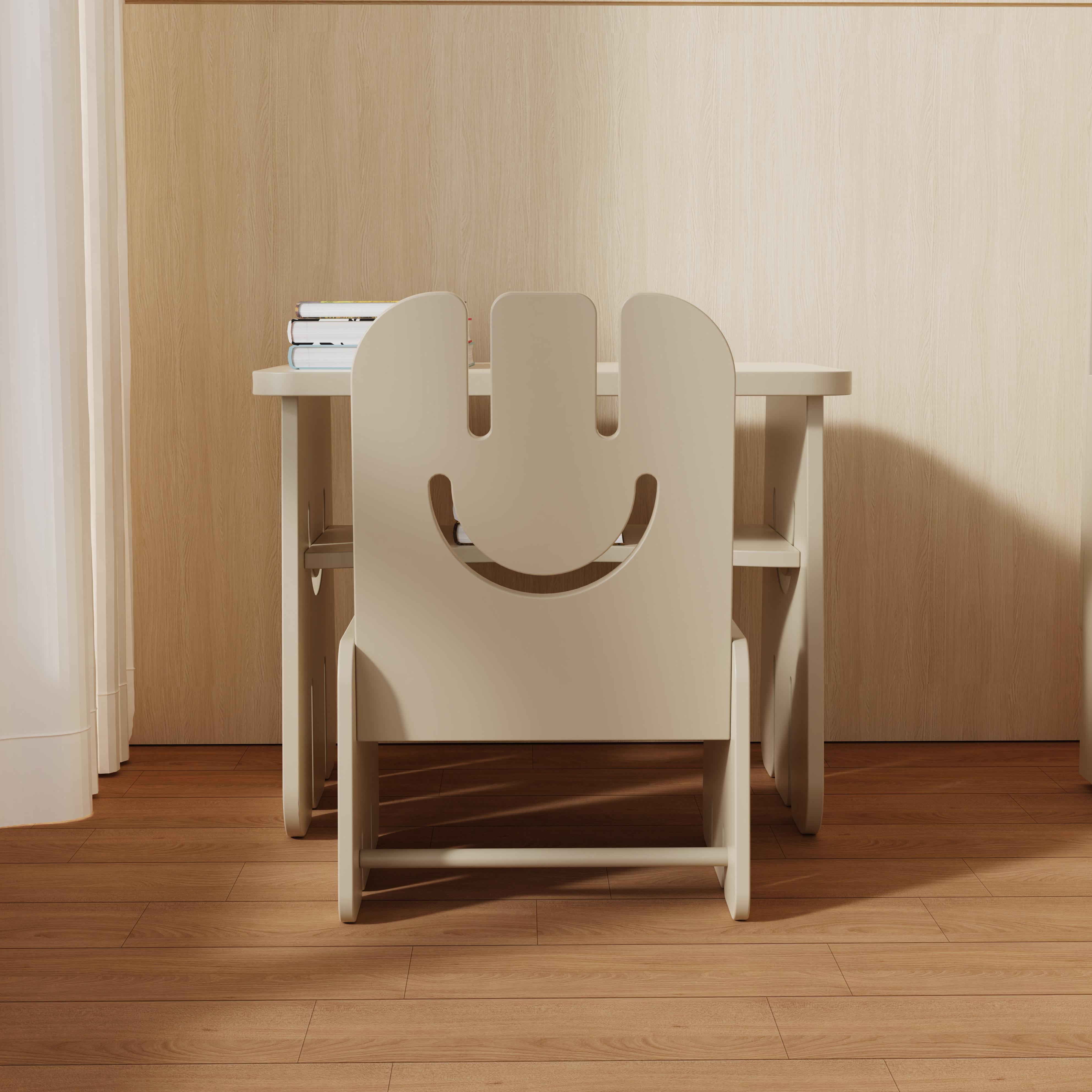 Cute Smiley Shaped Kids Desk and Chair Set for Children Study Playroom Bedroom Easy to Clean Durable
