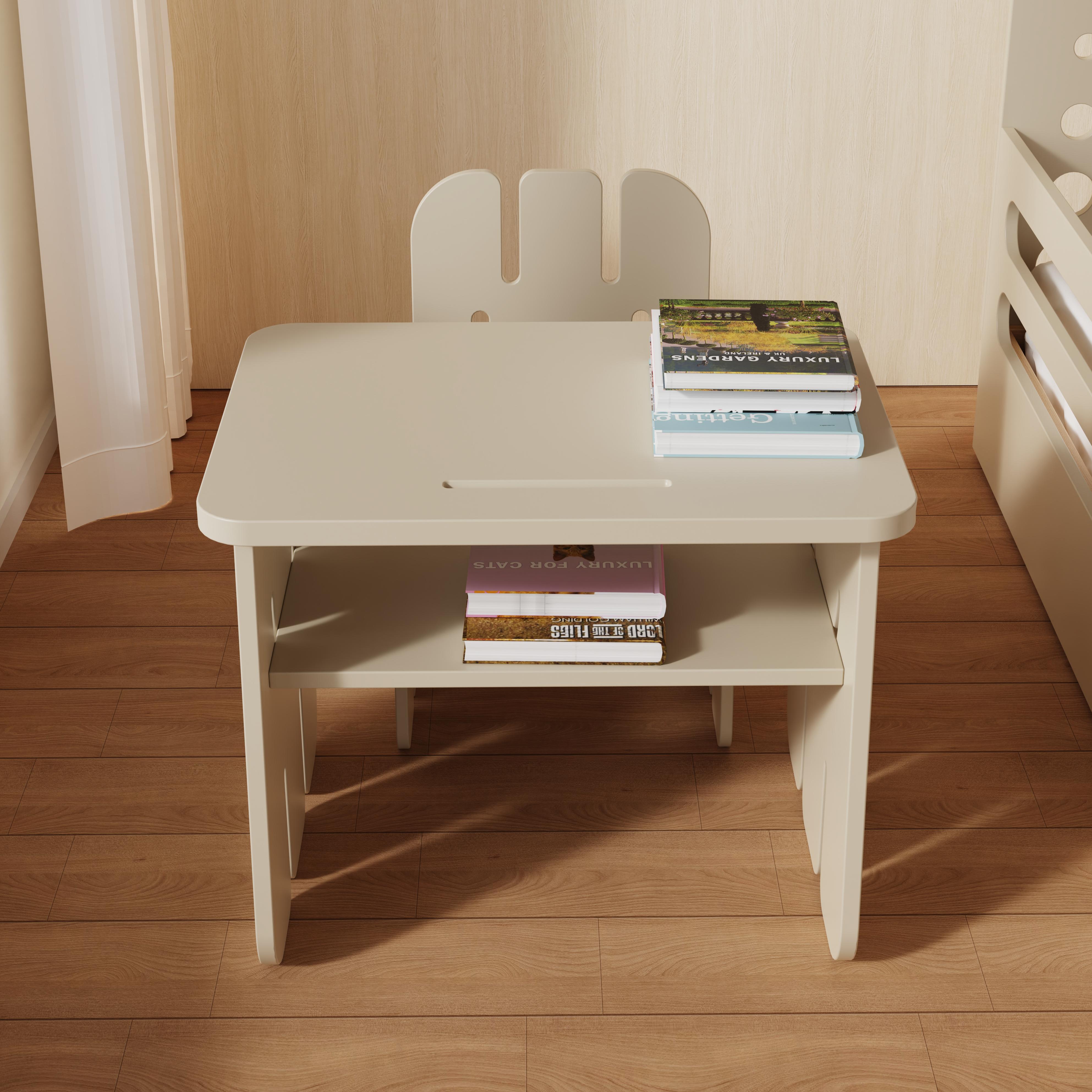 Cute Smiley Shaped Kids Desk and Chair Set for Children Study Playroom Bedroom Easy to Clean Durable