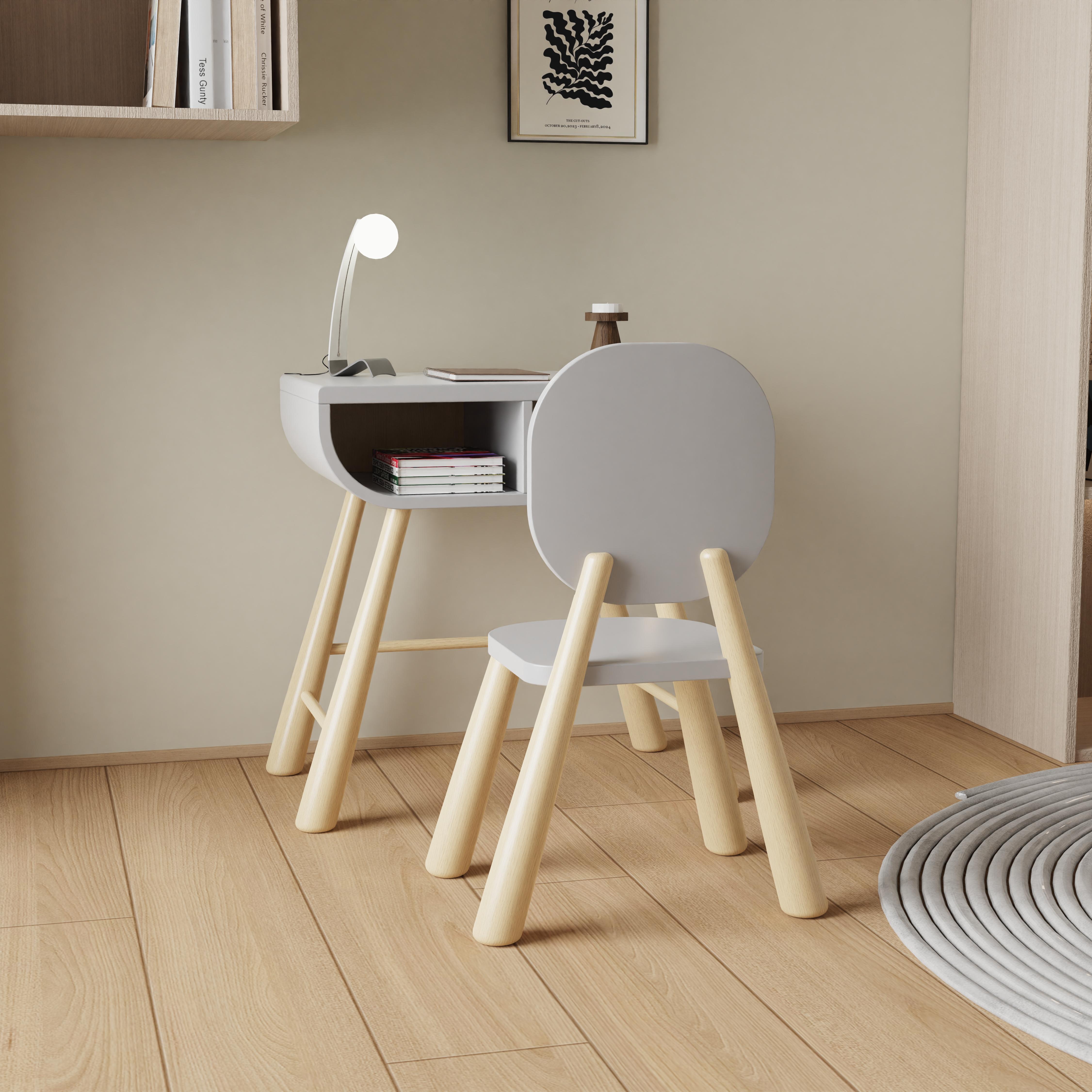 Modern Kids Desk And Chair Set With Storage Shelf For Home Study Playroom Children Furniture