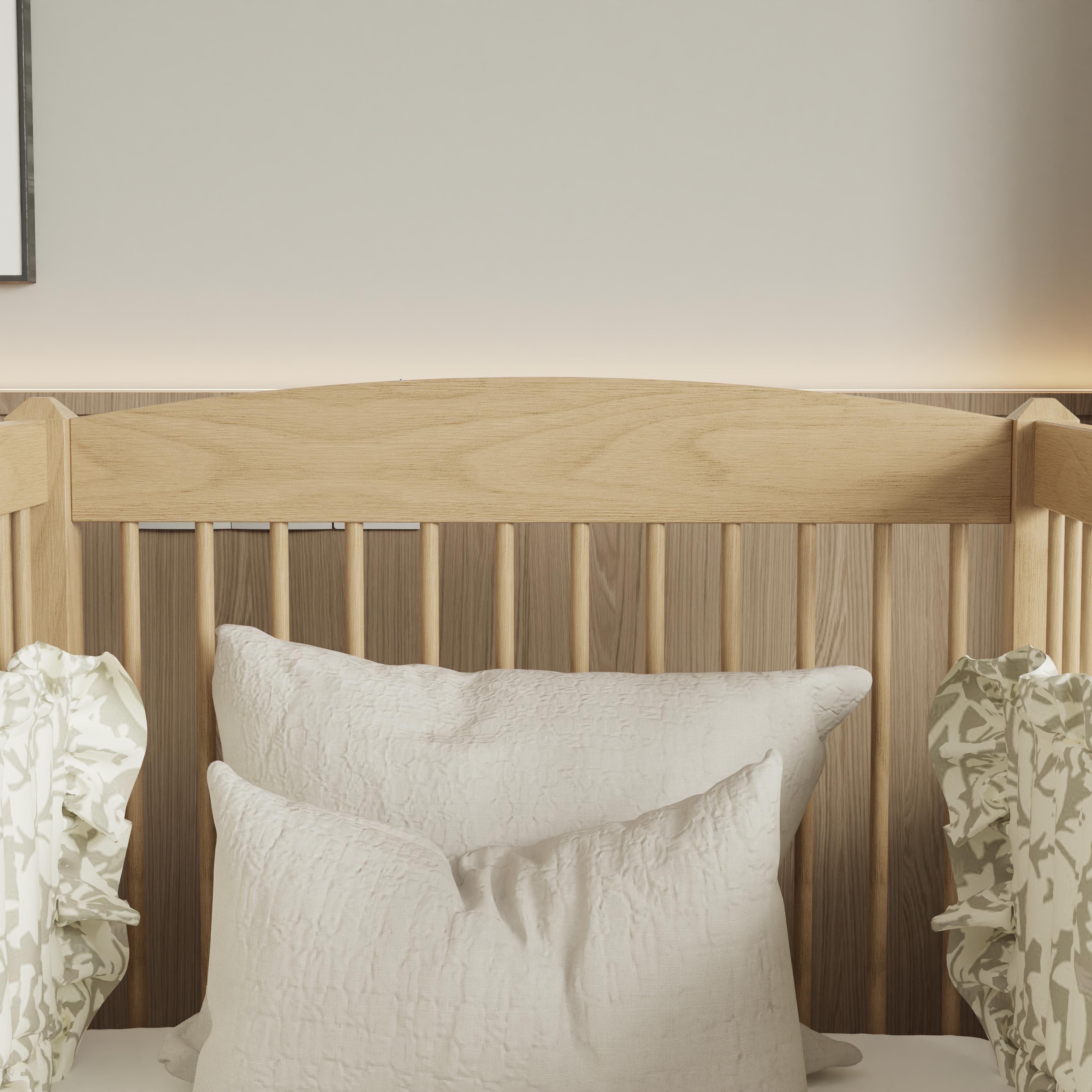 Modern Convertible Solid Wood Toddler Bed With Safety Rails Ladder Kids Bedroom Natural Oak Finish 