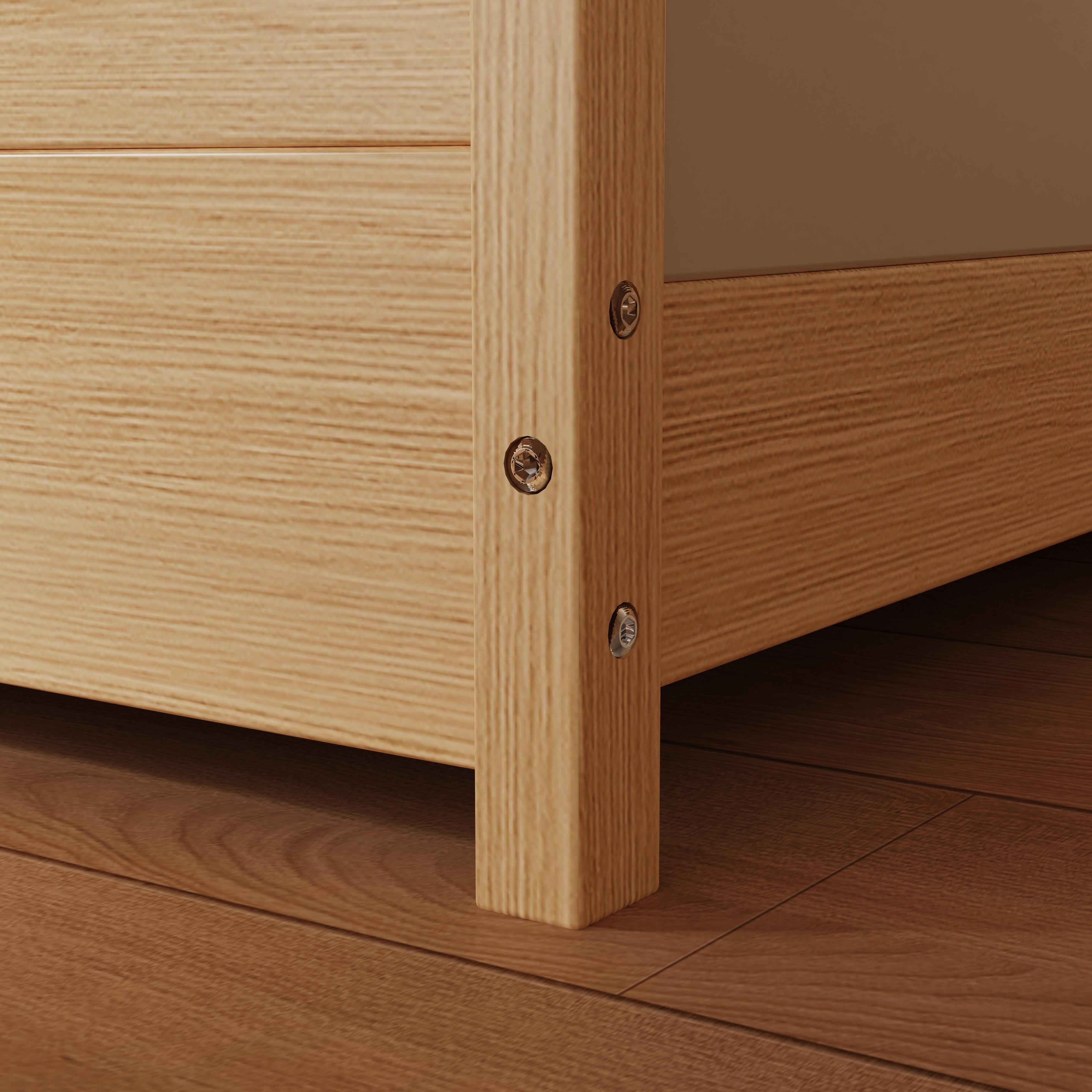 Creative House Shaped Wooden Toddler Bed With Safety Rails Rounded Edges Kids Bedroom Natural Wood 