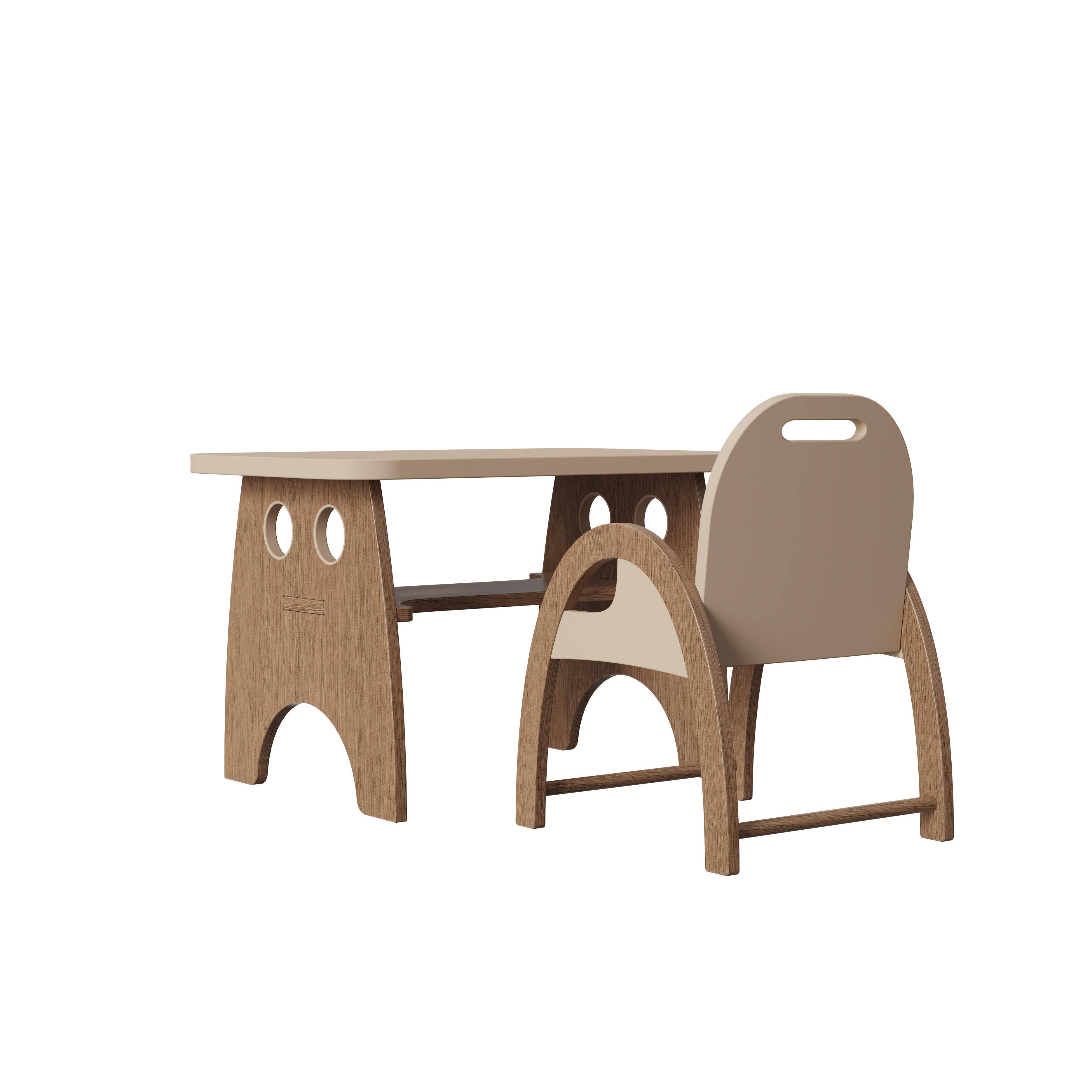 Creative Solid Wood Kids Desk & Chair Set, Smooth Surface, Eco-Friendly Children's Furniture