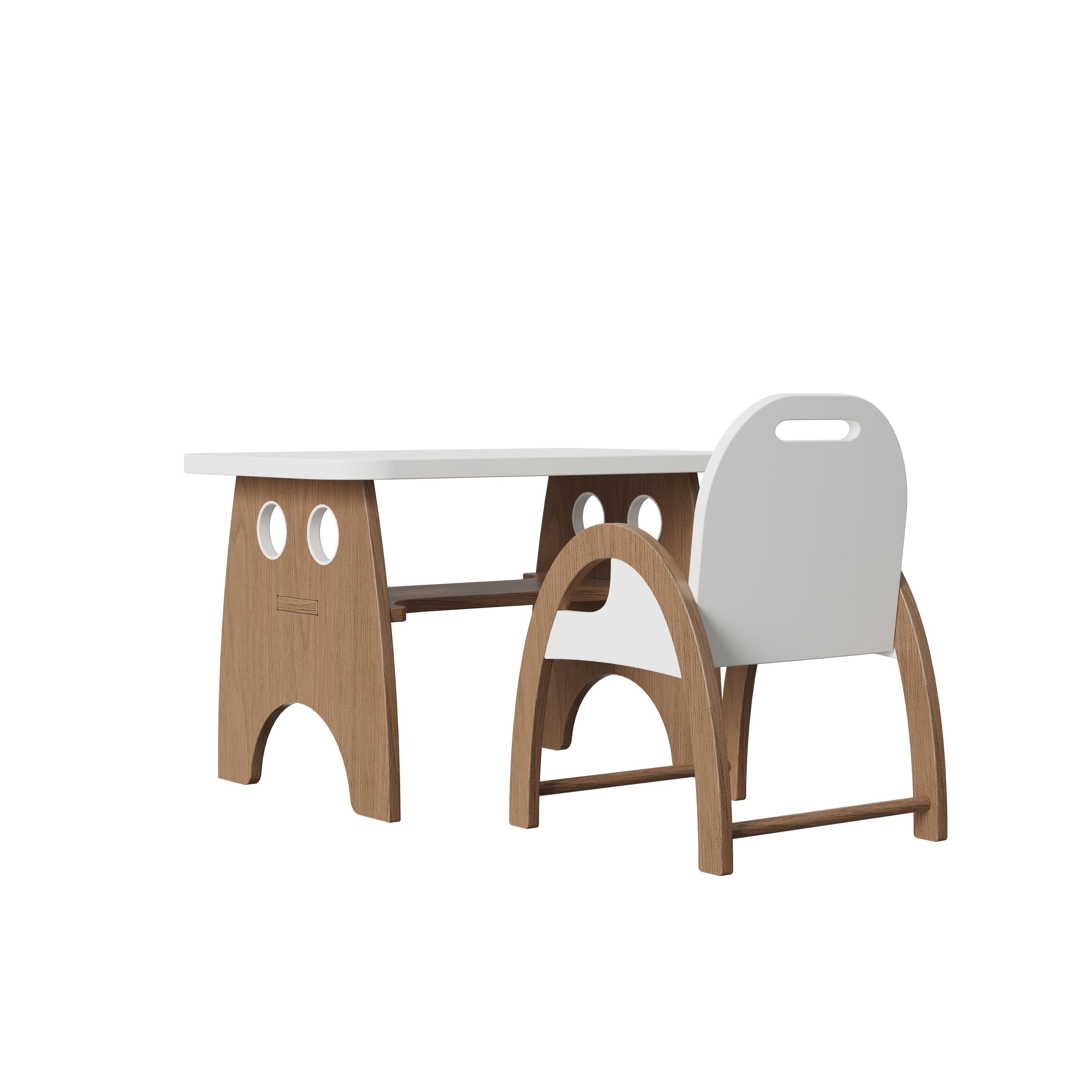Creative Solid Wood Kids Desk & Chair Set, Smooth Surface, Eco-Friendly Children's Furniture