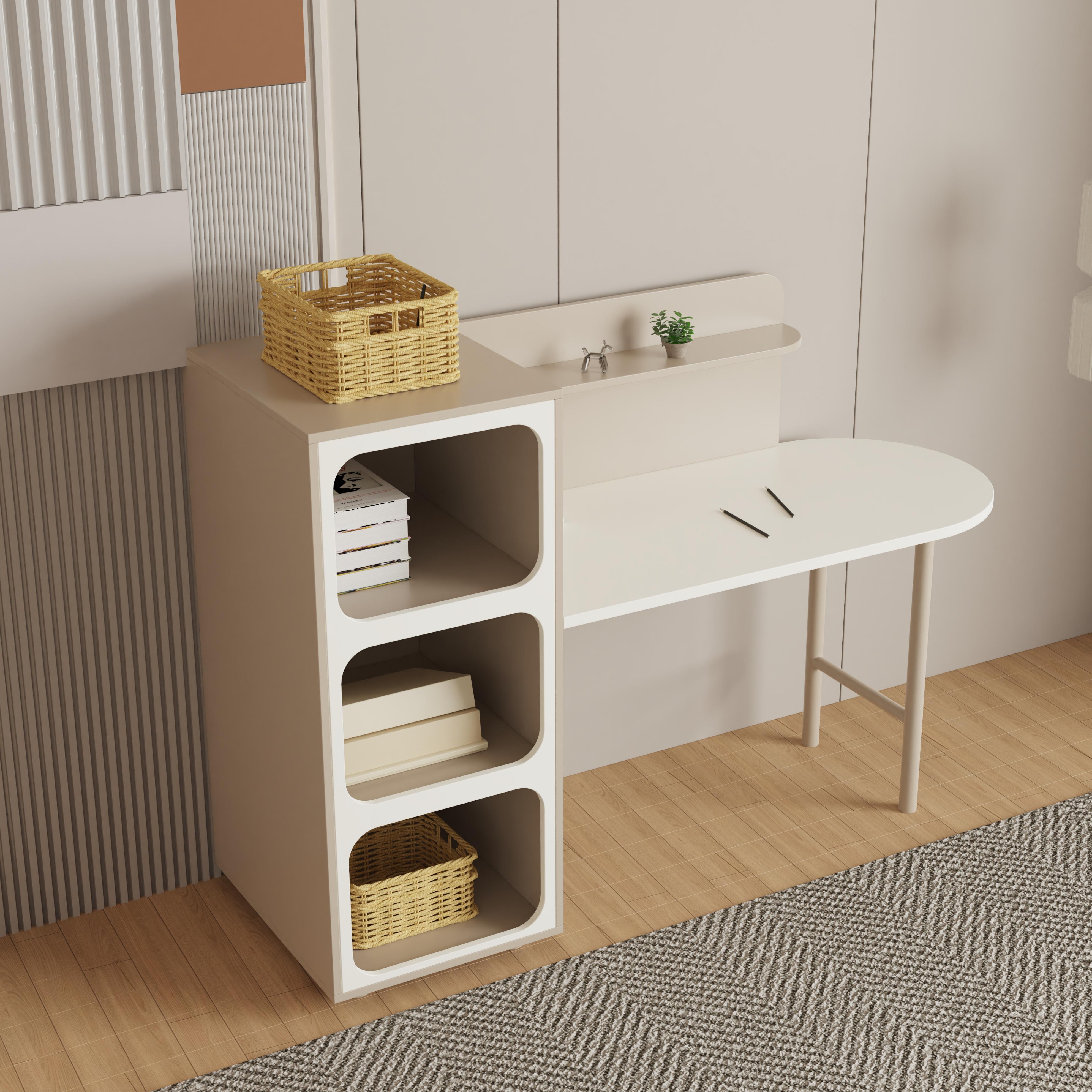 Modern Kids' Study Desk with Open Shelf Storage, Smooth Surface, Space-Saving Children's Furniture