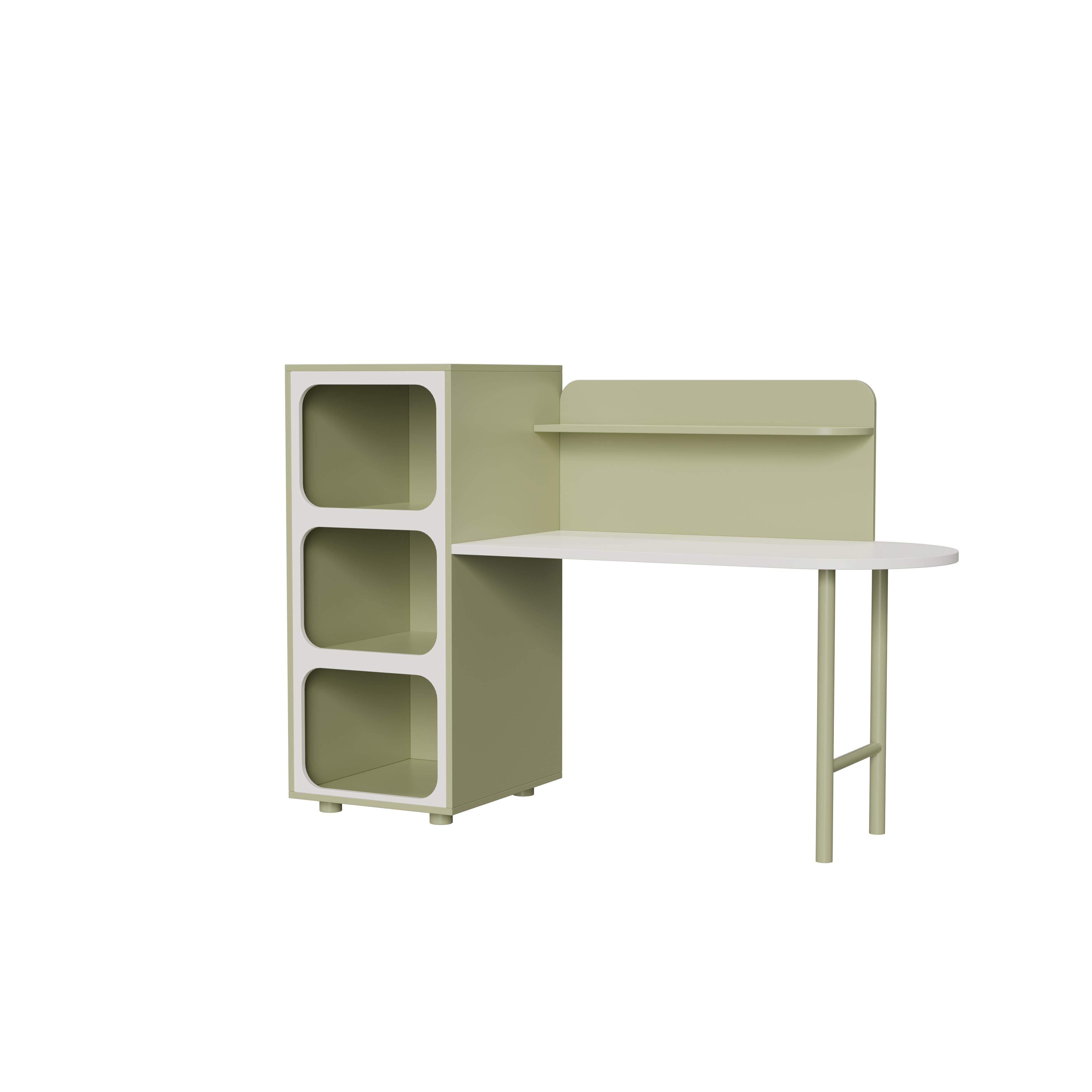 Modern Kids' Study Desk with Open Shelf Storage, Smooth Surface, Space-Saving Children's Furniture