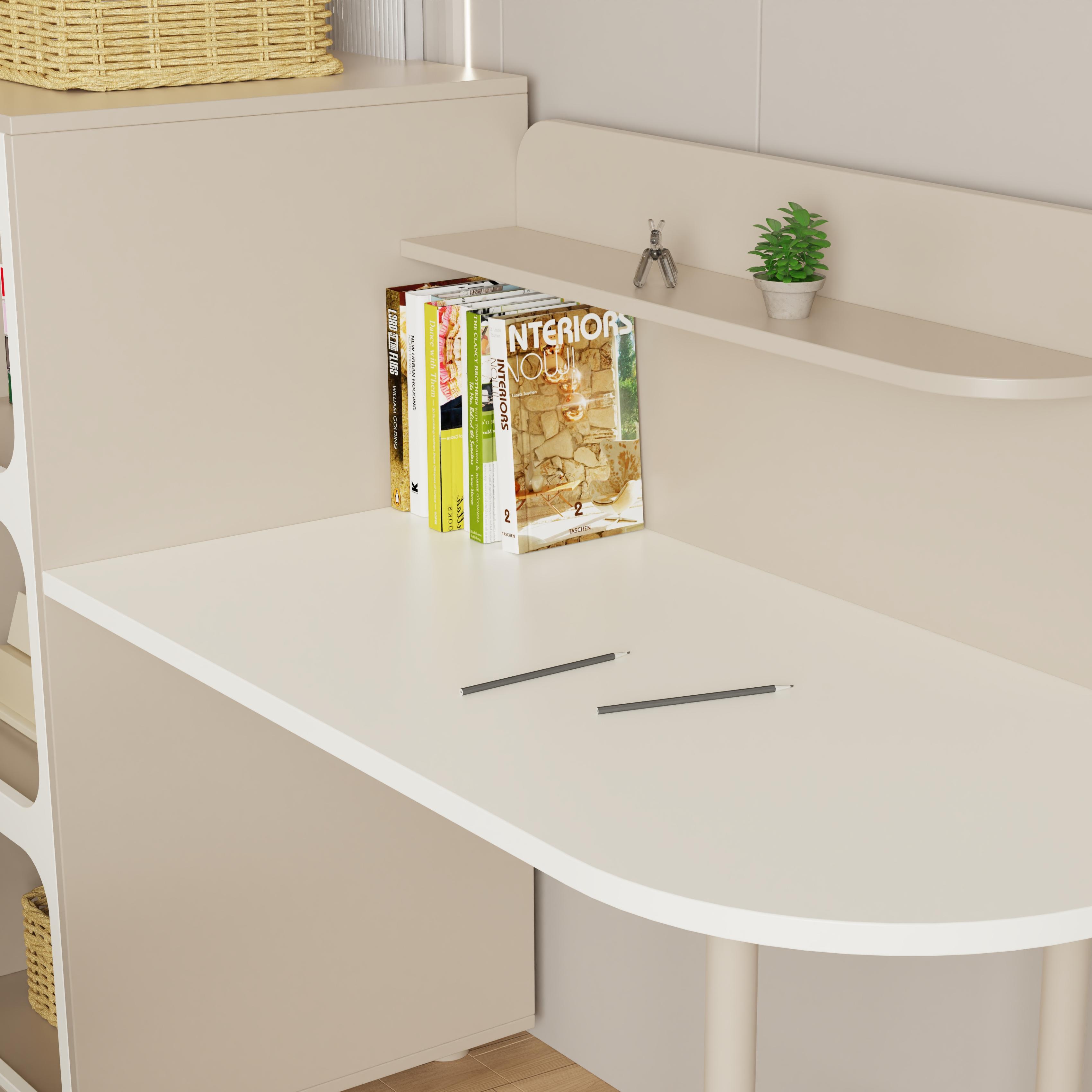 Modern Kids' Study Desk with Open Shelf Storage, Smooth Surface, Space-Saving Children's Furniture