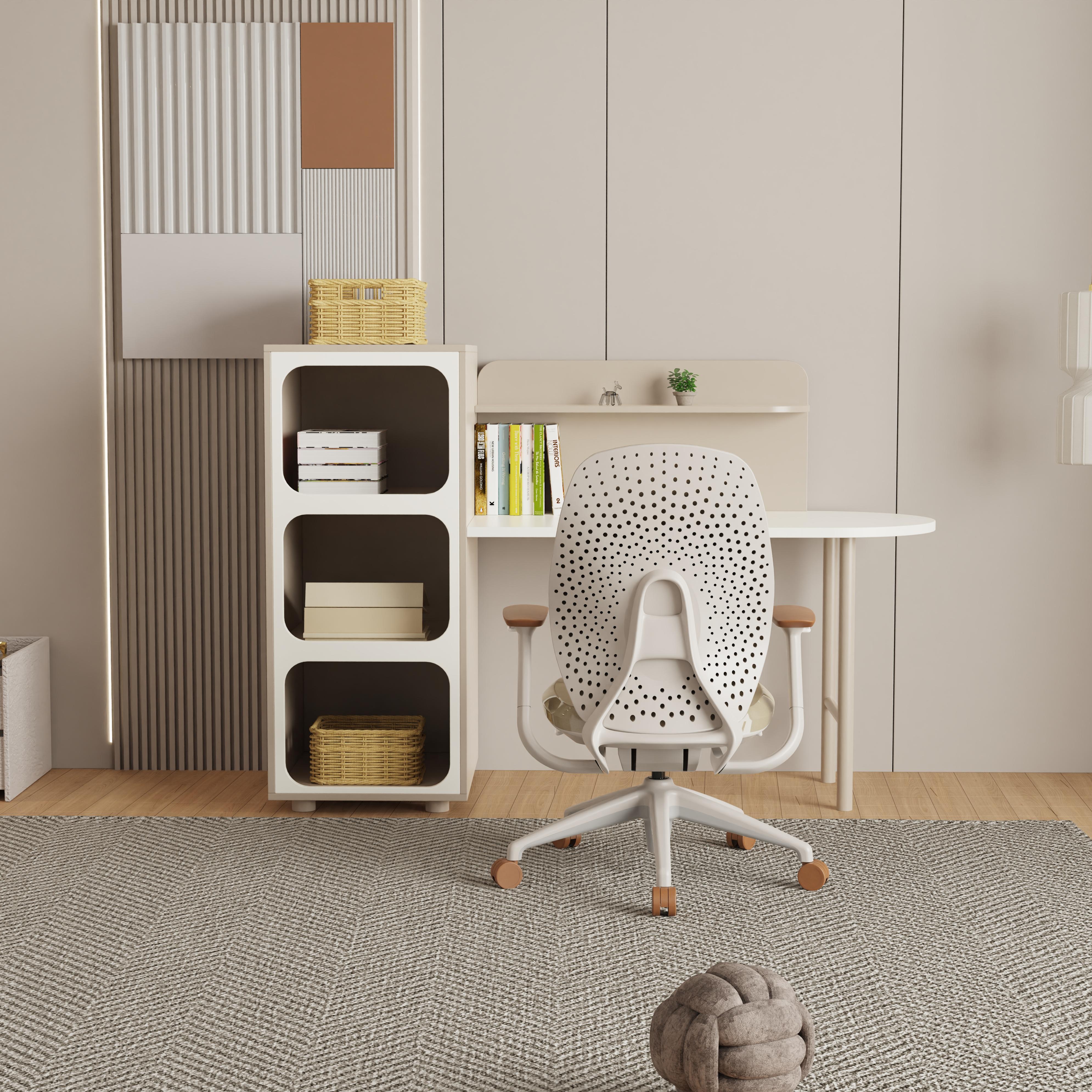 Modern Kids' Study Desk with Open Shelf Storage, Smooth Surface, Space-Saving Children's Furniture