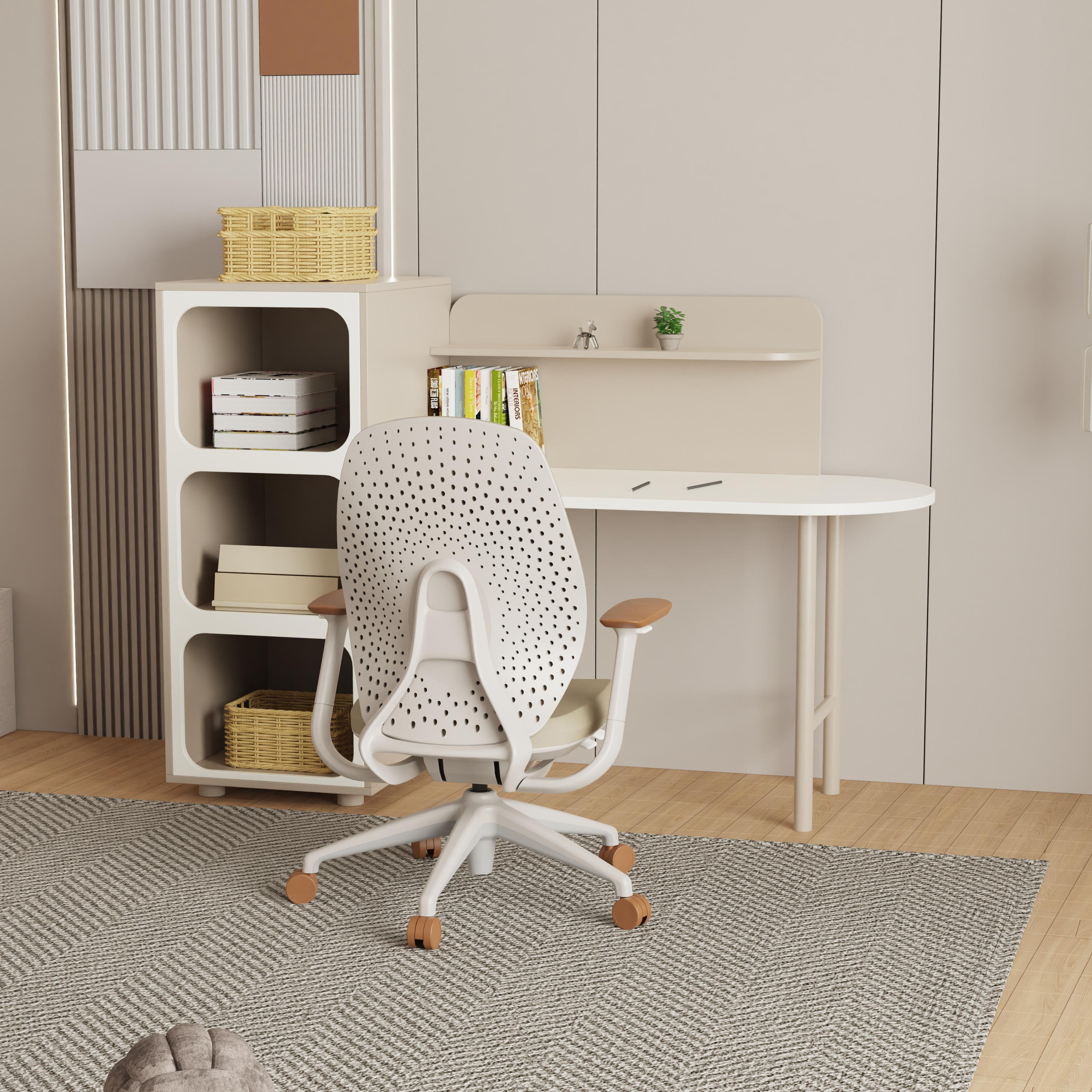 Modern Kids' Study Desk with Open Shelf Storage, Smooth Surface, Space-Saving Children's Furniture