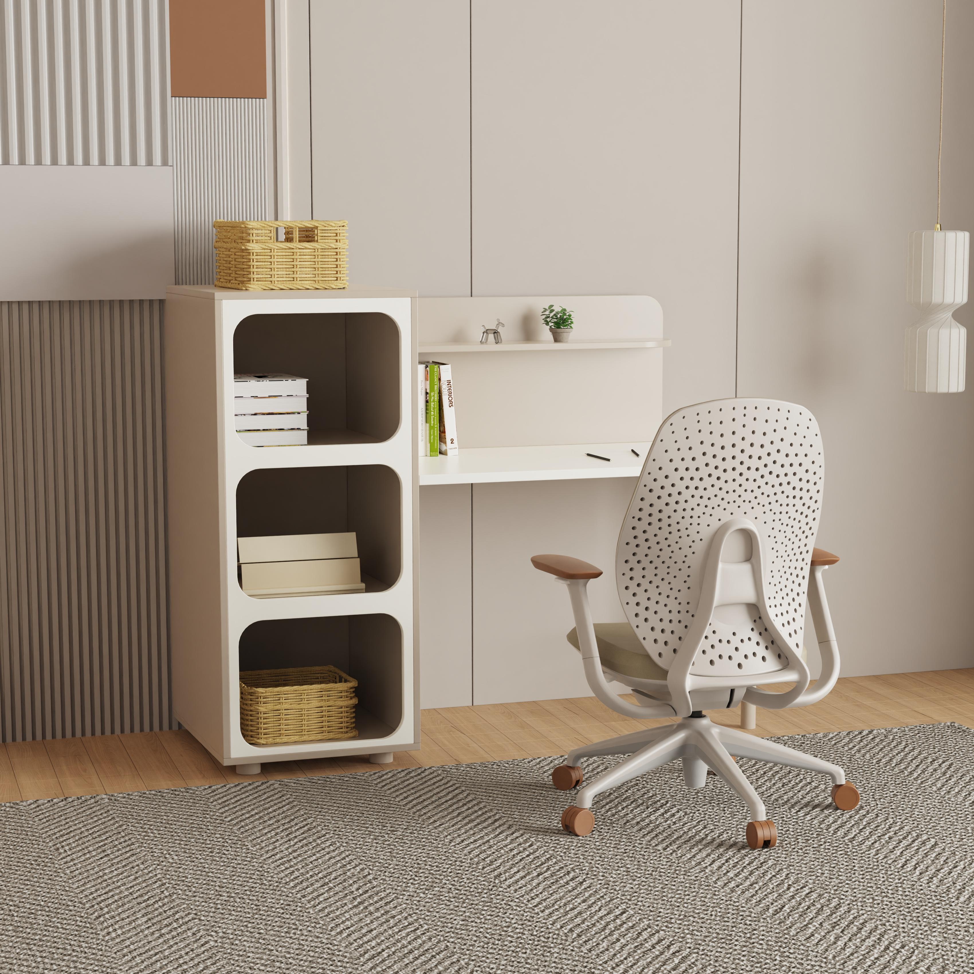 Modern Kids' Study Desk with Open Shelf Storage, Smooth Surface, Space-Saving Children's Furniture