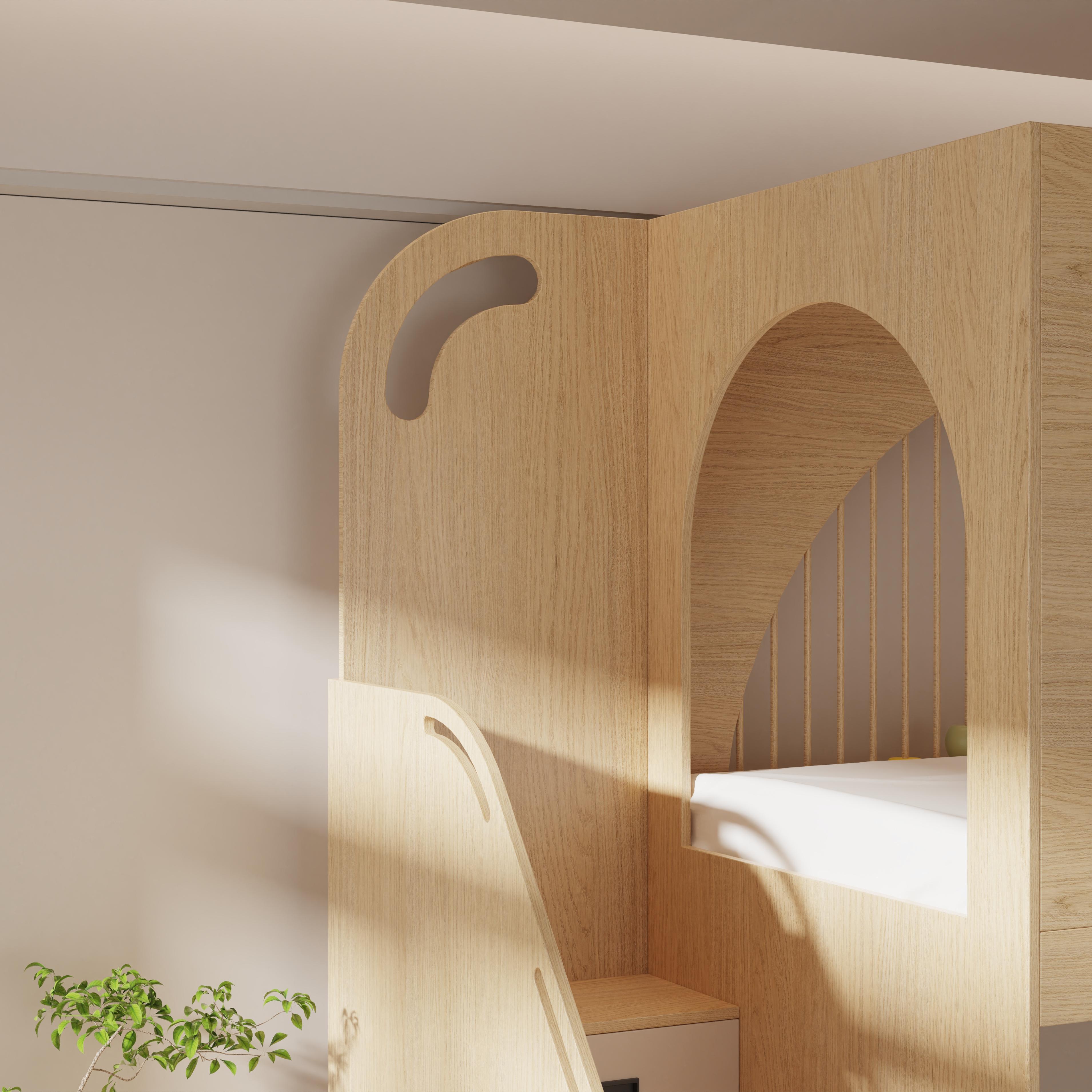 Modern Solid Wood Bunk Bed with Stairs and Drawers, Eco-Friendly Children's Furniture