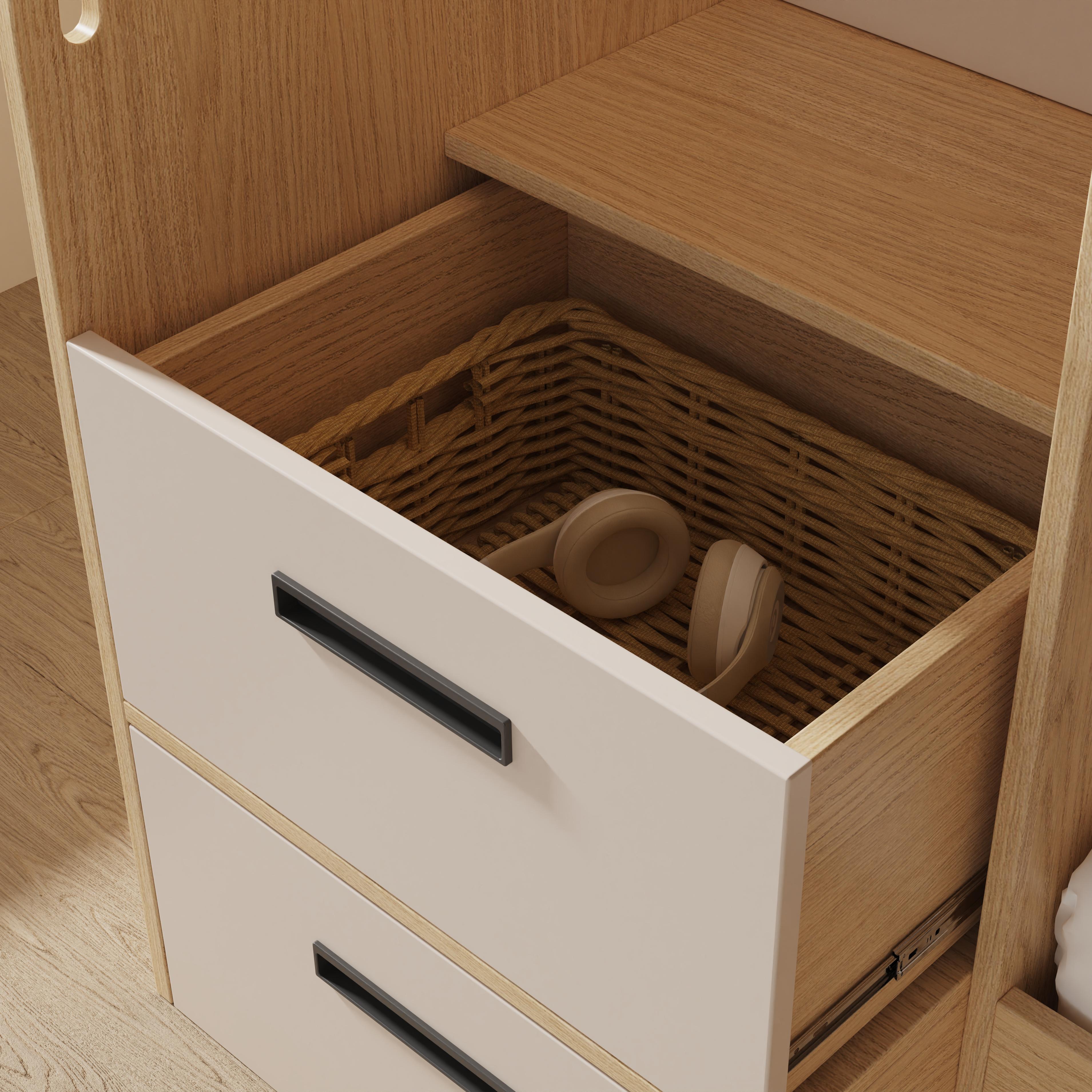 Modern Solid Wood Bunk Bed with Stairs and Drawers, Eco-Friendly Children's Furniture