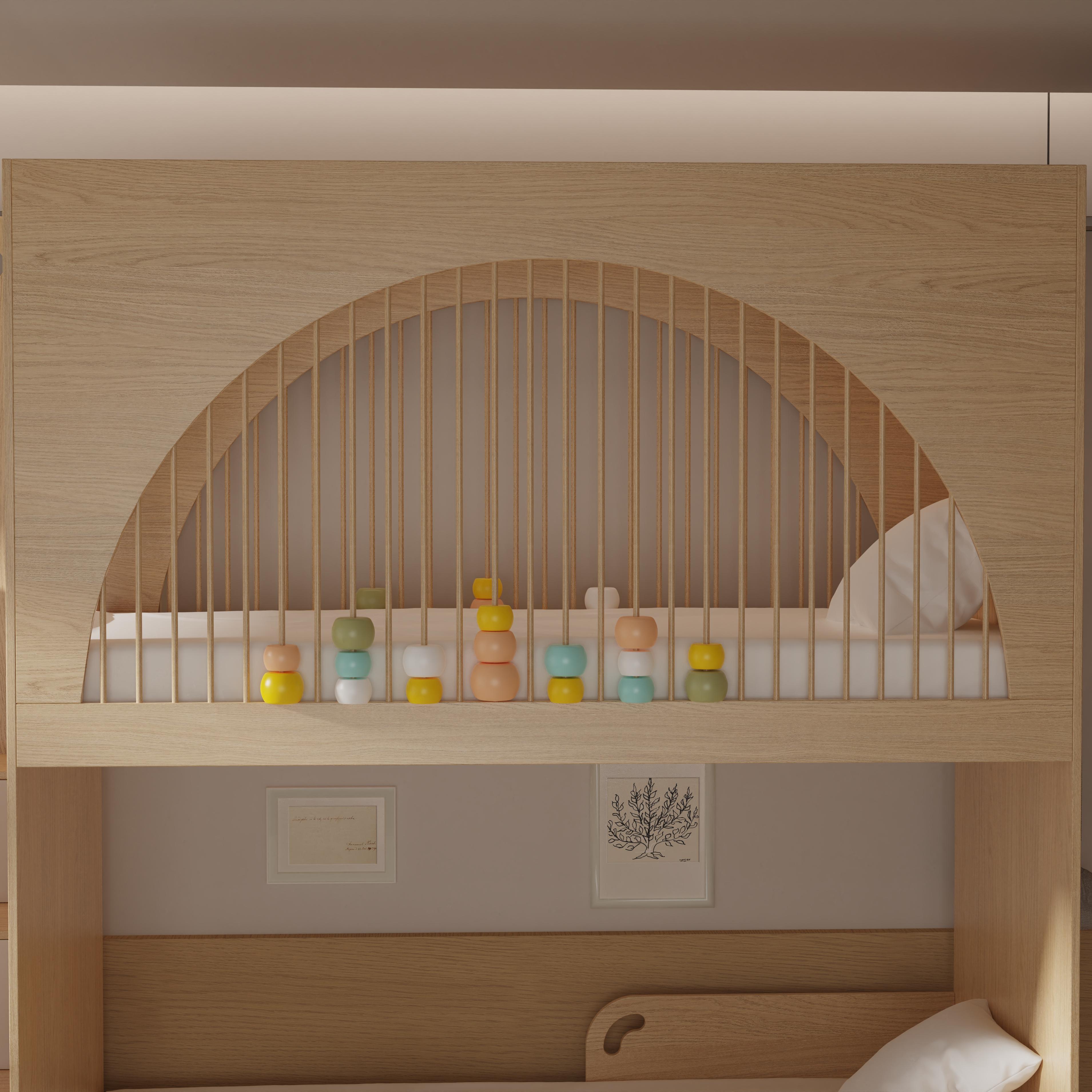 Modern Solid Wood Bunk Bed with Stairs and Drawers, Eco-Friendly Children's Furniture