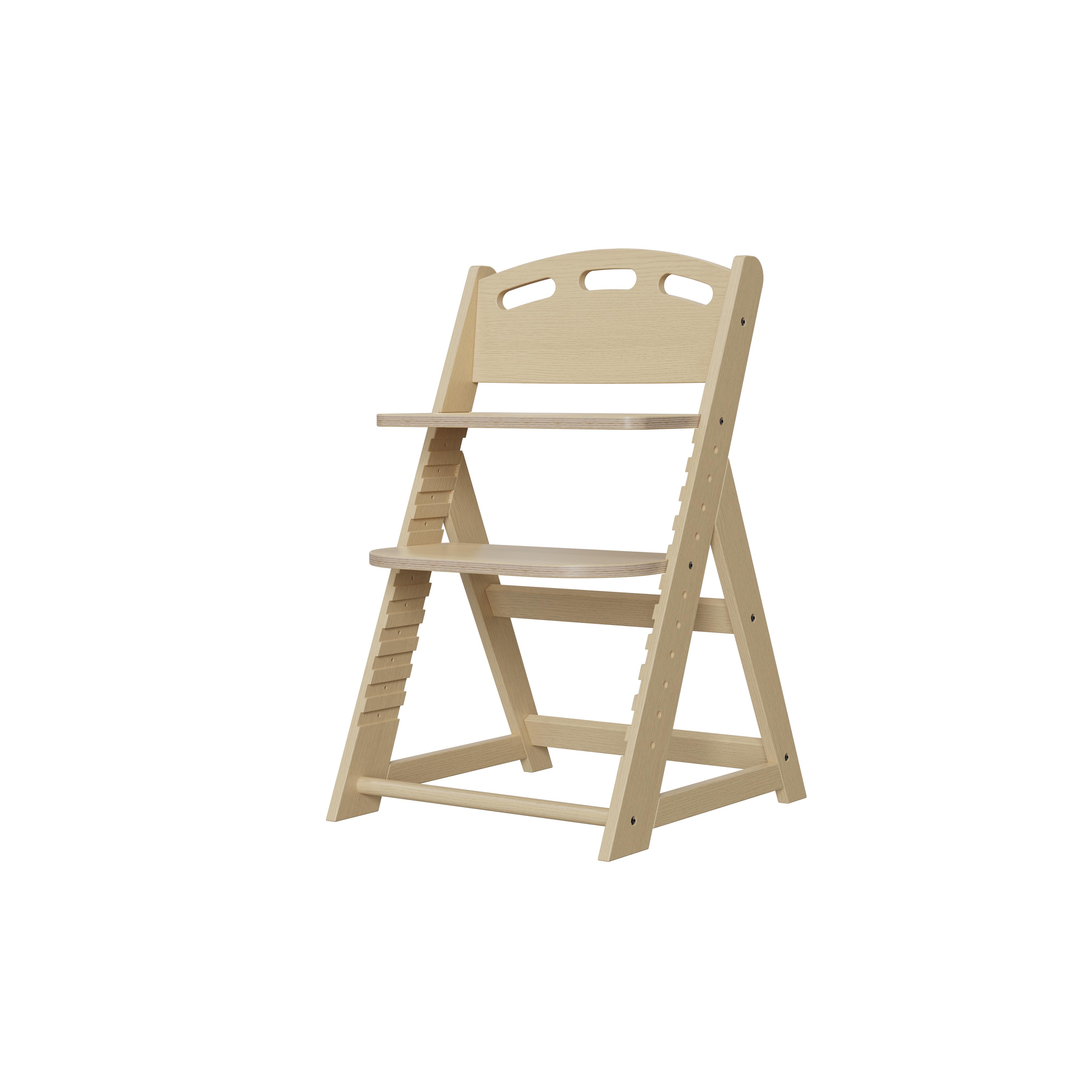 Natural Wood High Chair, Height Adjustable, Safe for Toddlers, Eco-Friendly Solid Wood Furniture