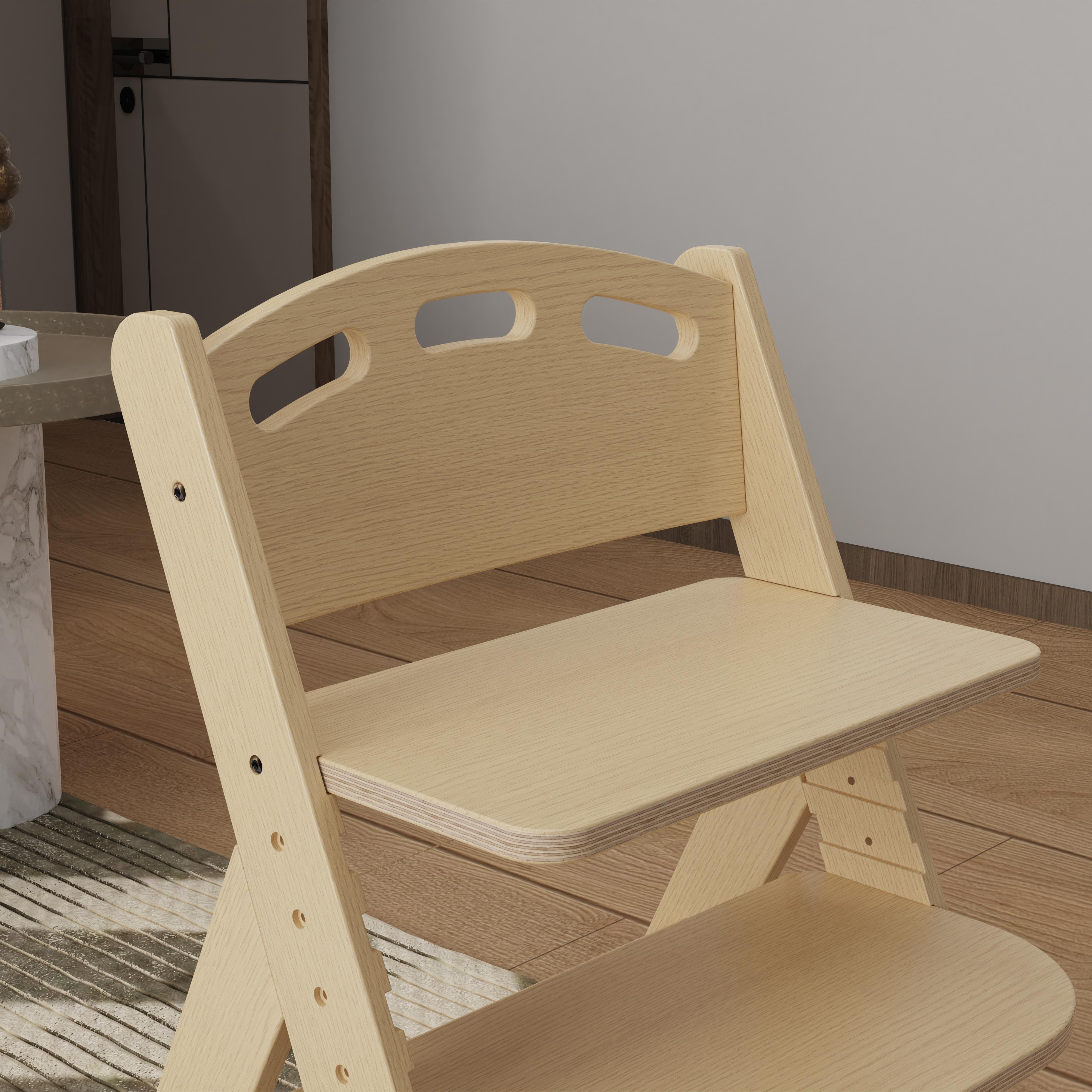 Natural Wood High Chair, Height Adjustable, Safe for Toddlers, Eco-Friendly Solid Wood Furniture