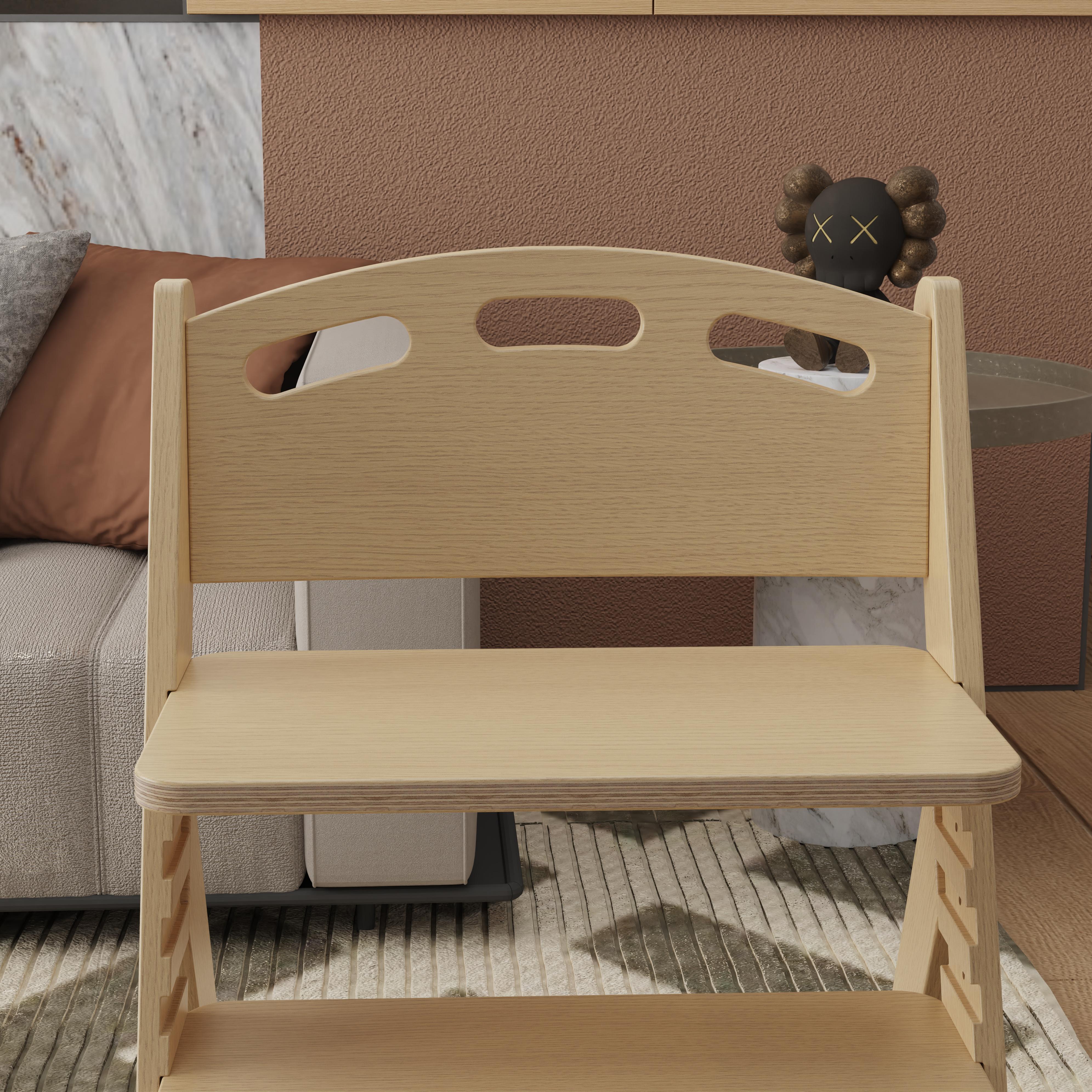 Natural Wood High Chair, Height Adjustable, Safe for Toddlers, Eco-Friendly Solid Wood Furniture