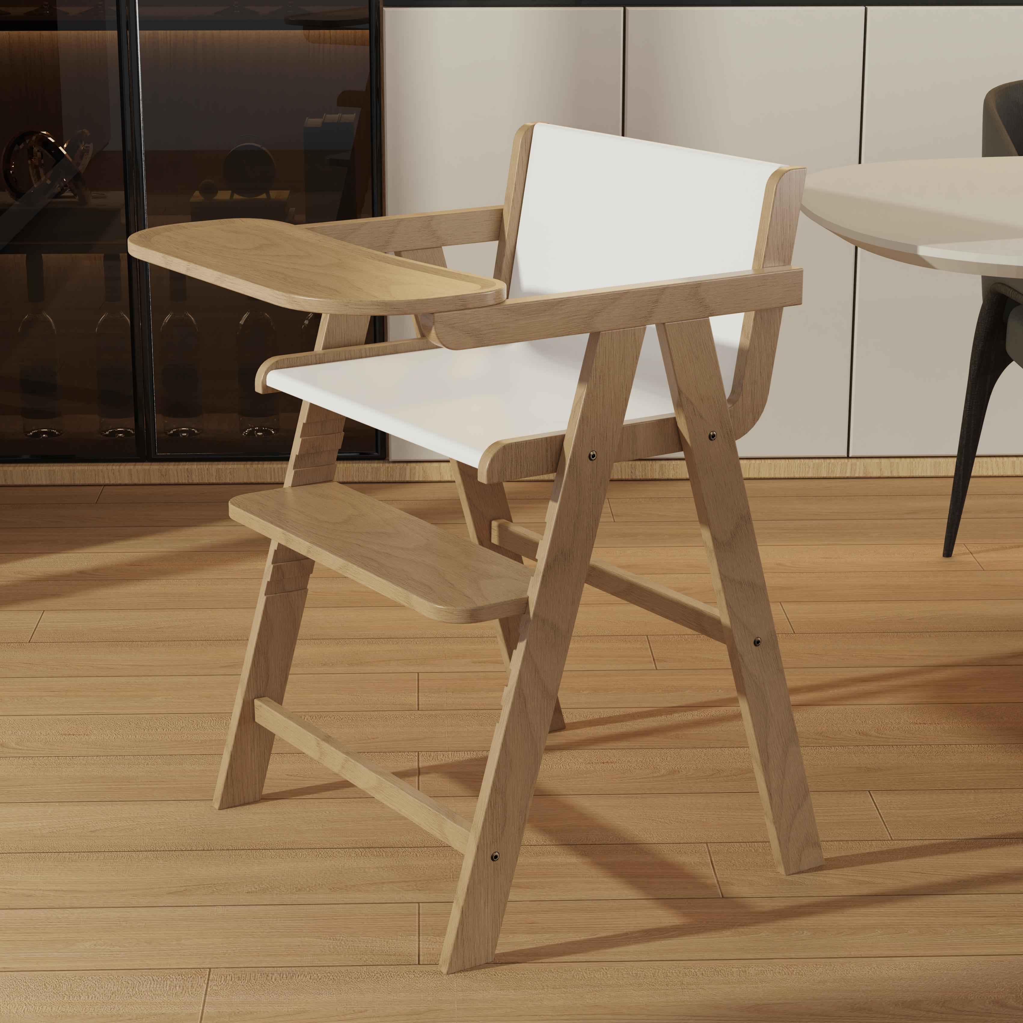 Natural Wood Baby High Chair Adjustable Height And Foldable Design For Infants Dining And Play