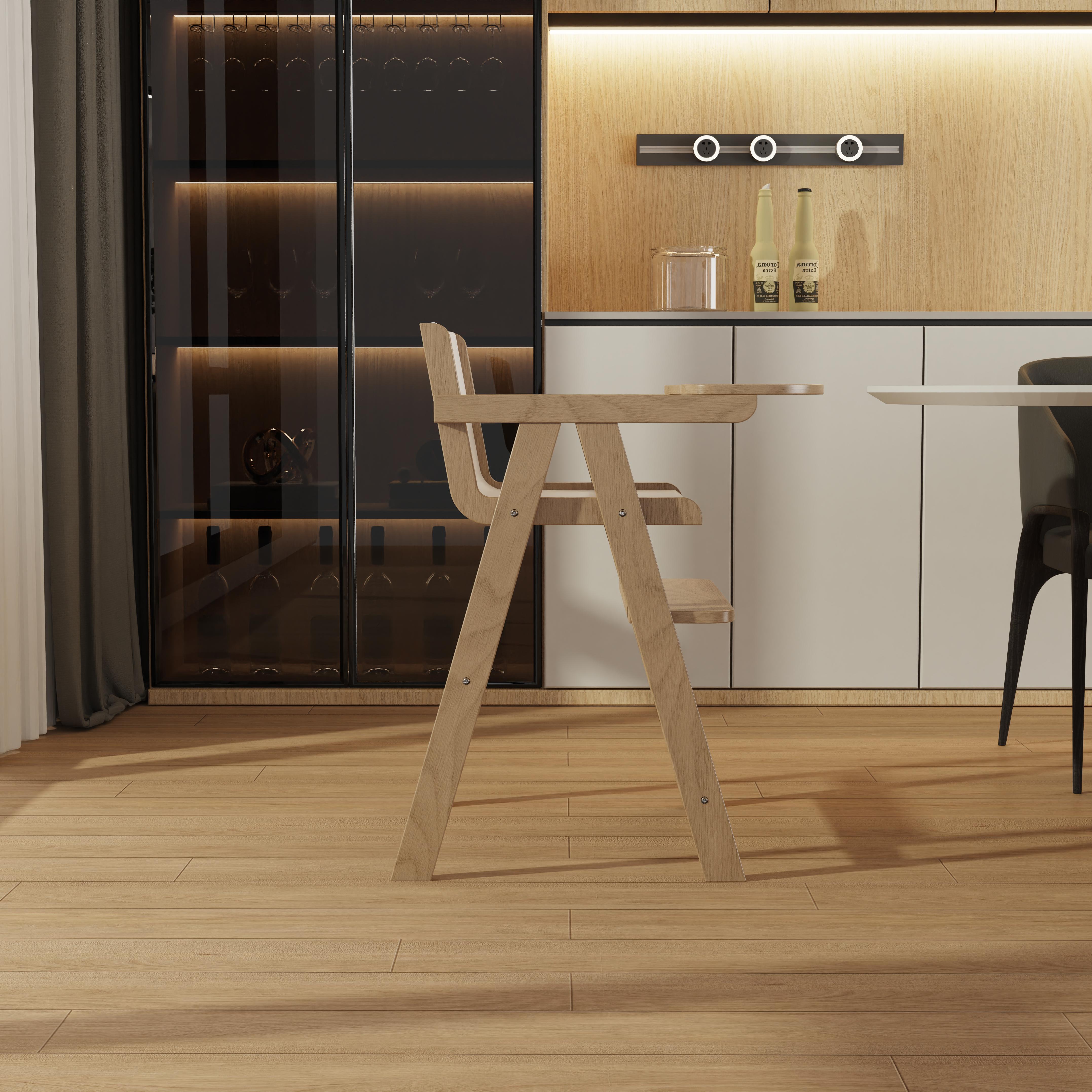 Natural Wood Baby High Chair Adjustable Height And Foldable Design For Infants Dining And Play