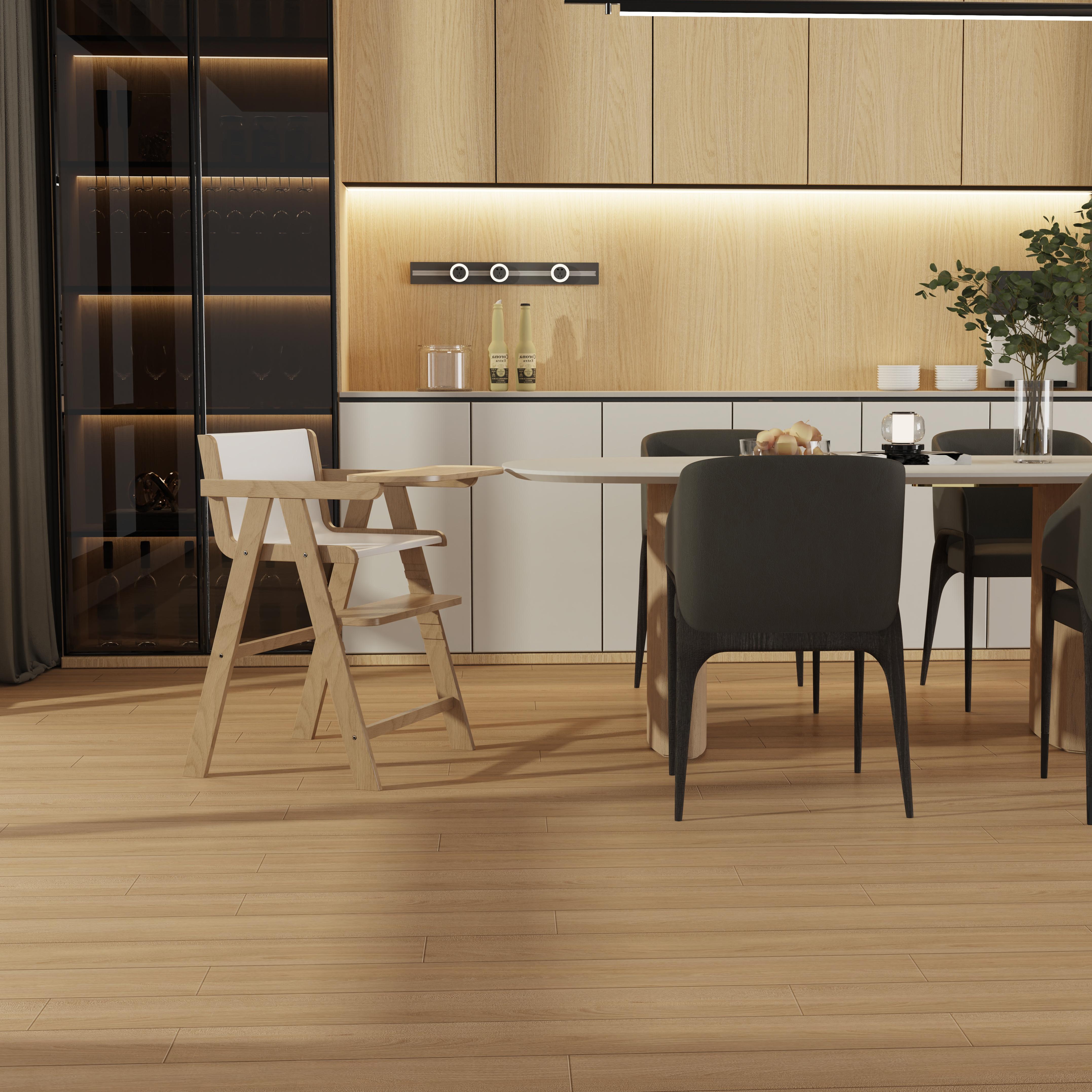 Natural Wood Baby High Chair Adjustable Height And Foldable Design For Infants Dining And Play