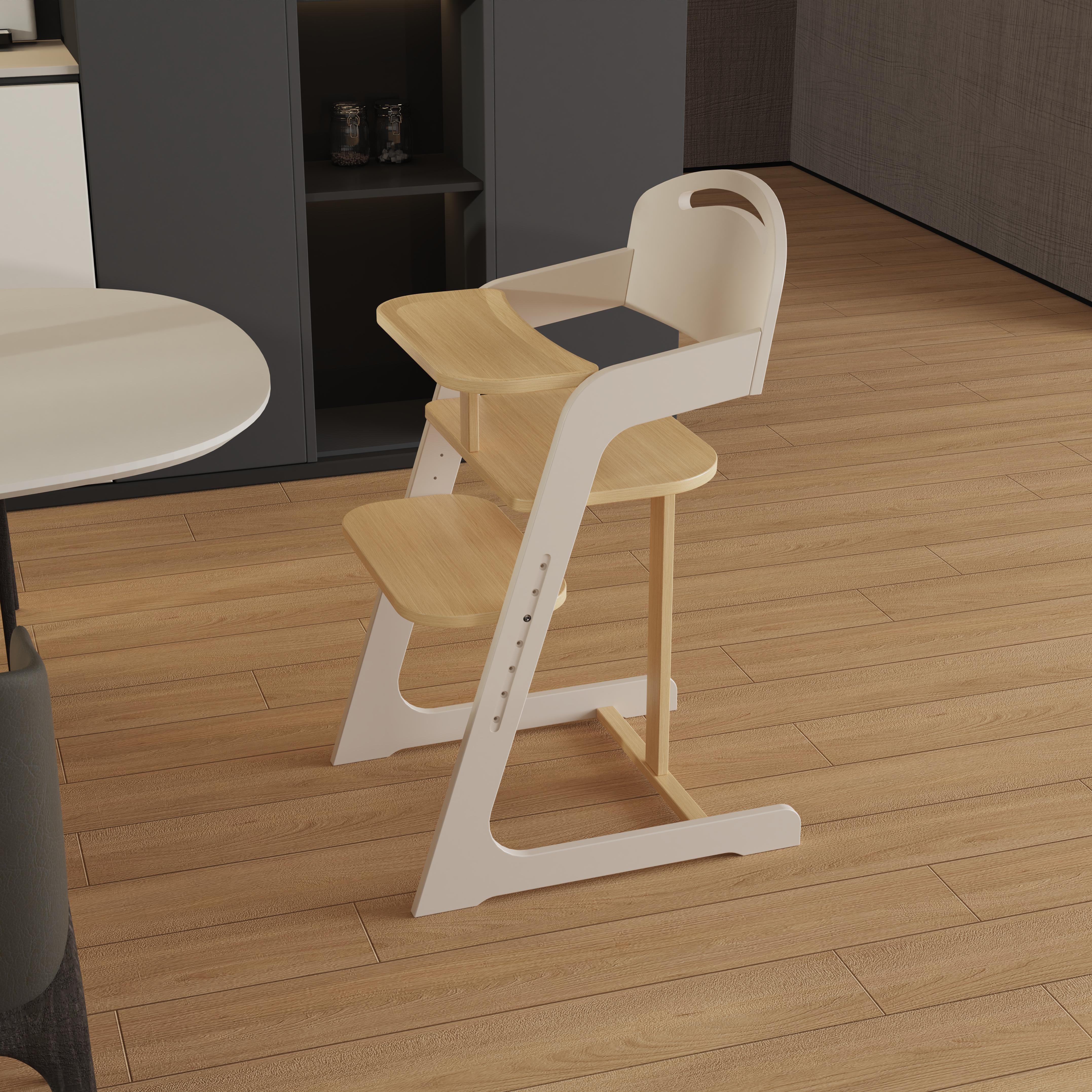 Natural Wood Baby High Chair With Adjustable Height And Foldable Design For Infants Dining And Play