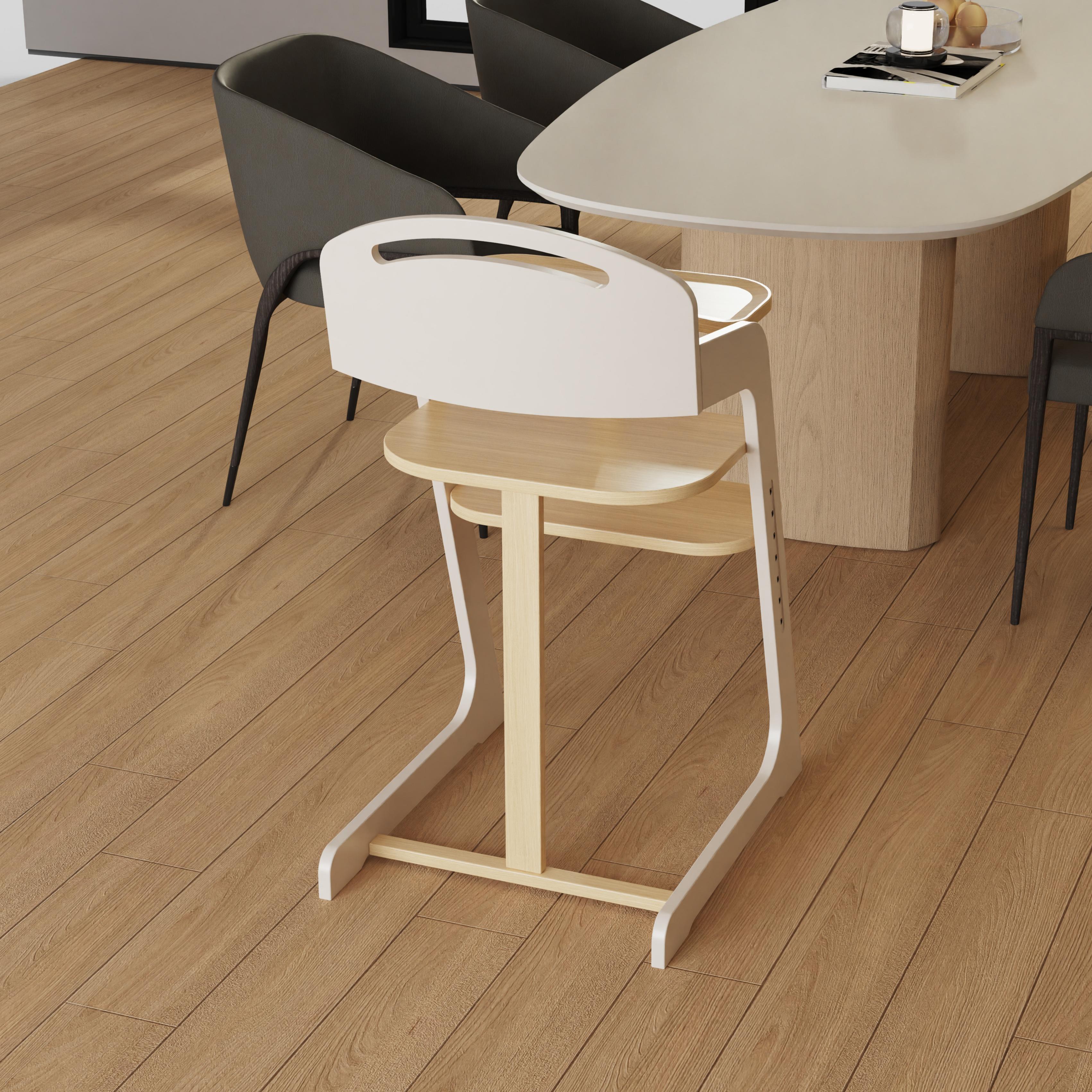 Natural Wood Baby High Chair With Adjustable Height And Foldable Design For Infants Dining And Play