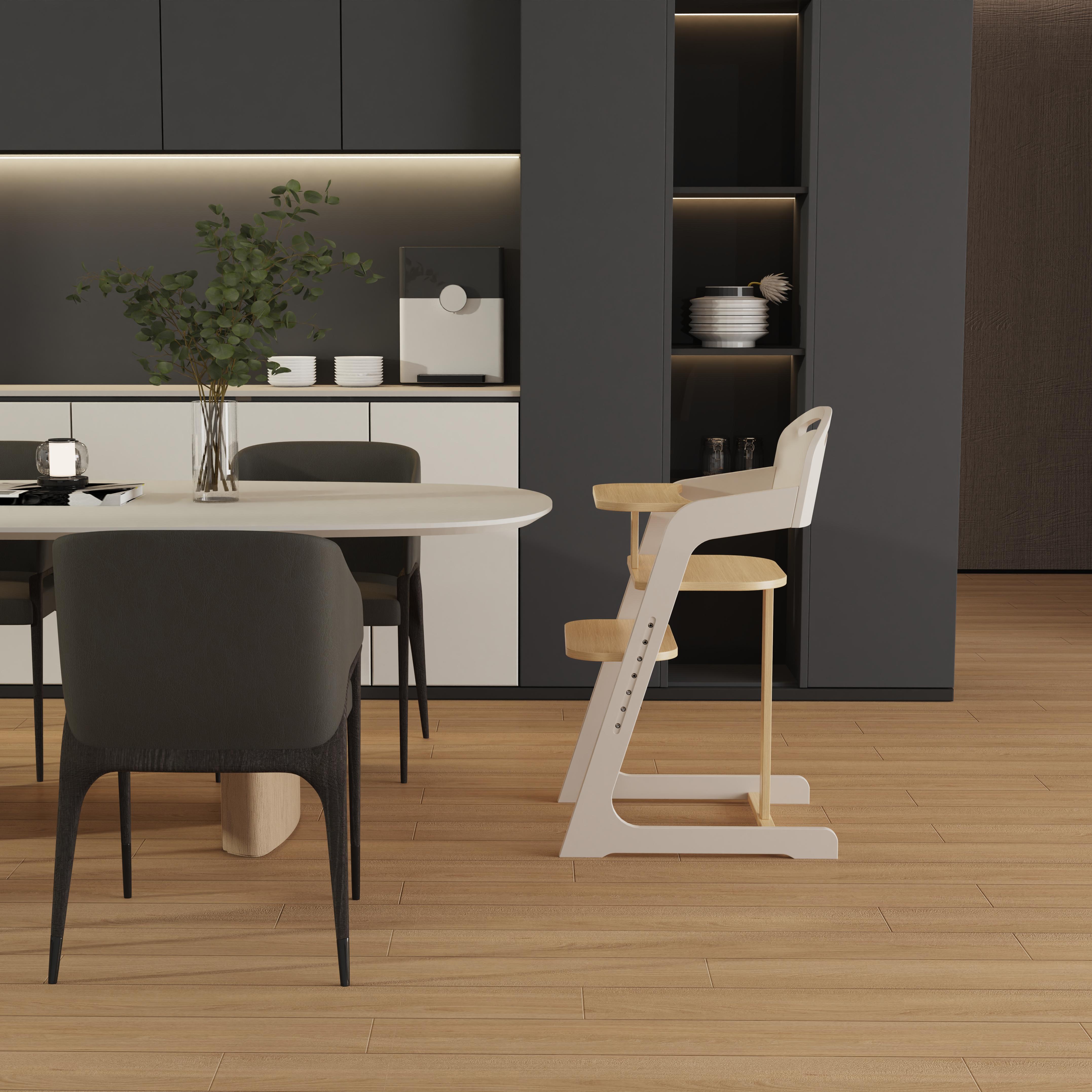 Natural Wood Baby High Chair With Adjustable Height And Foldable Design For Infants Dining And Play