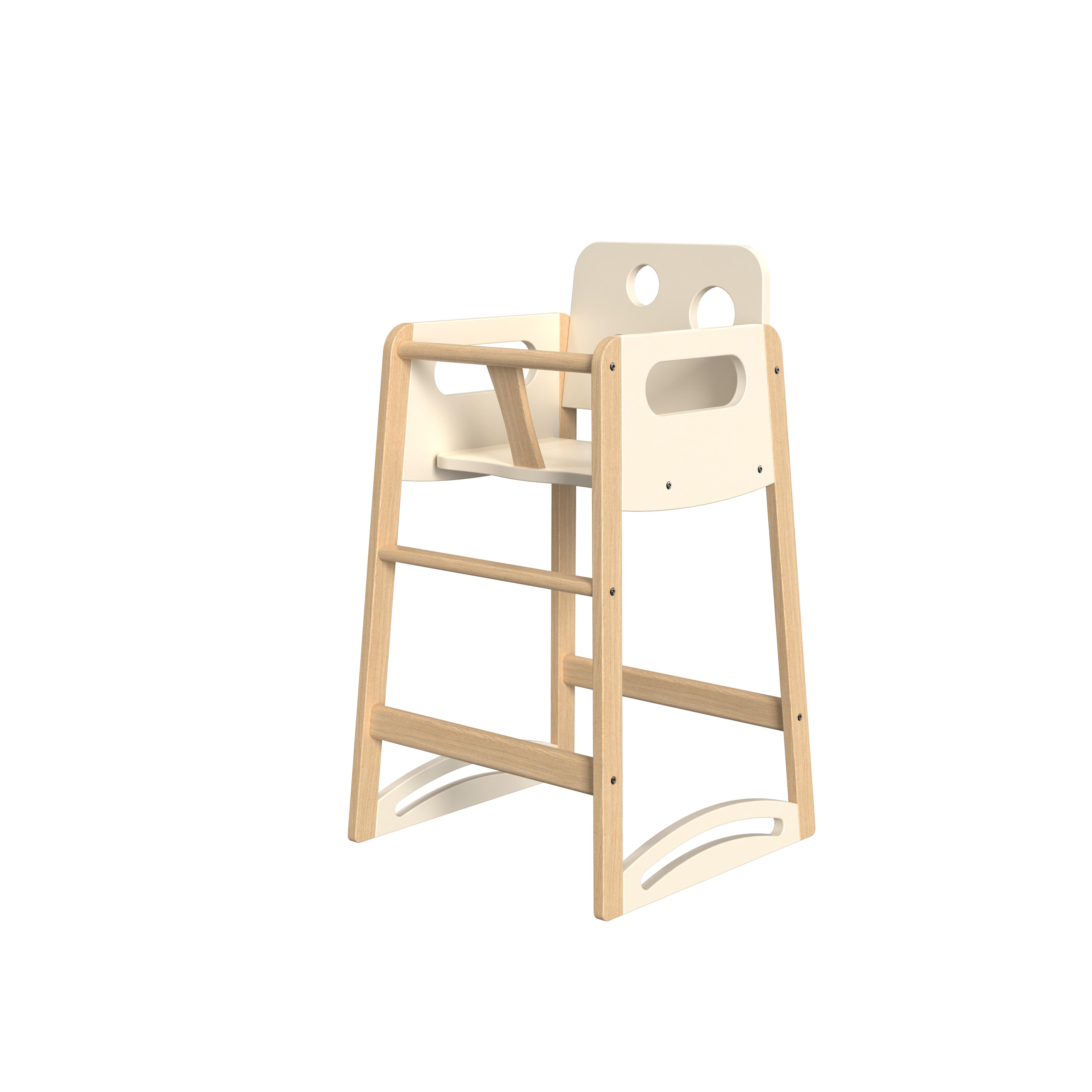 Natural Wood Baby High Chair Adjustable Height Foldable Design for Infants Dining and Play