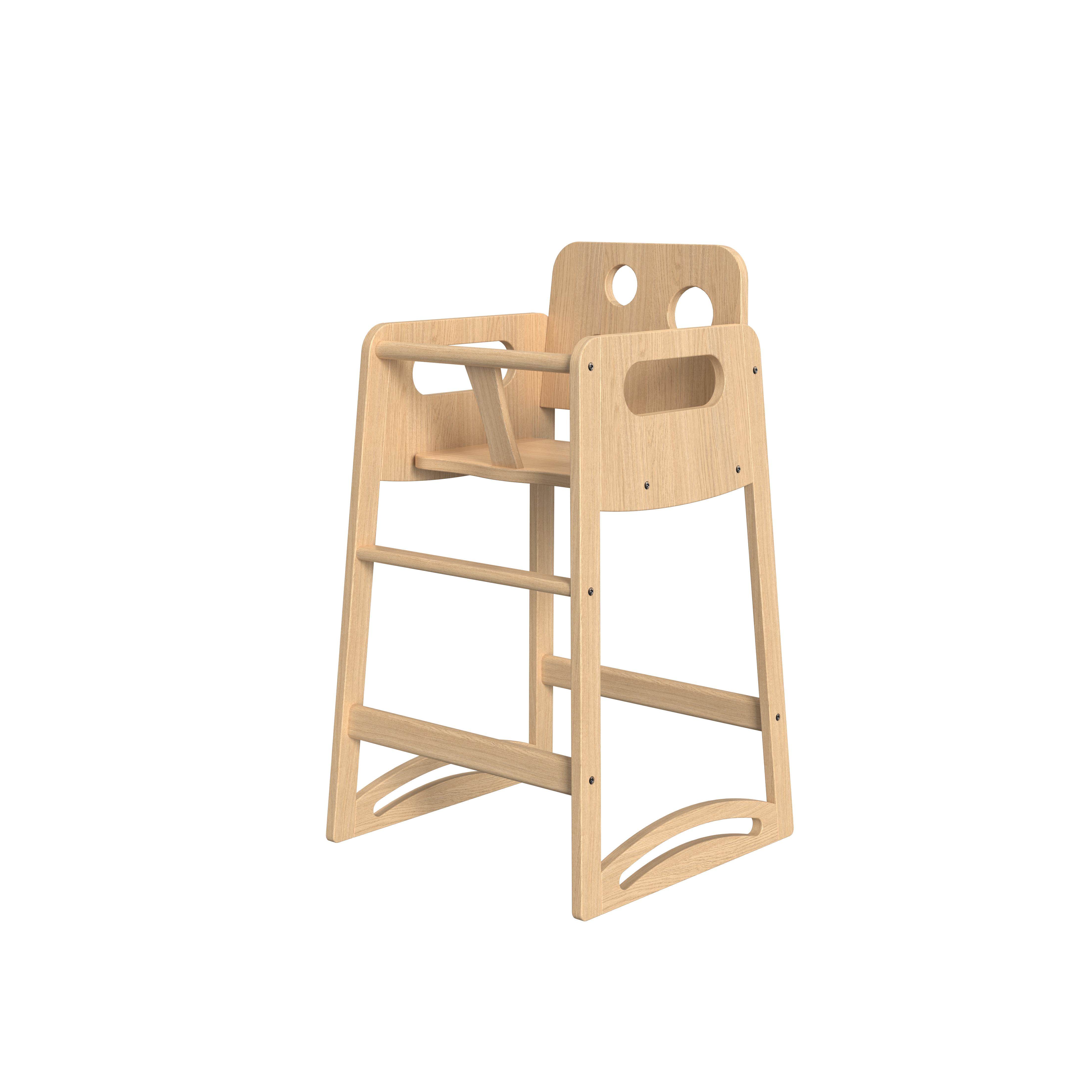 Natural Wood Baby High Chair Adjustable Height Foldable Design for Infants Dining and Play
