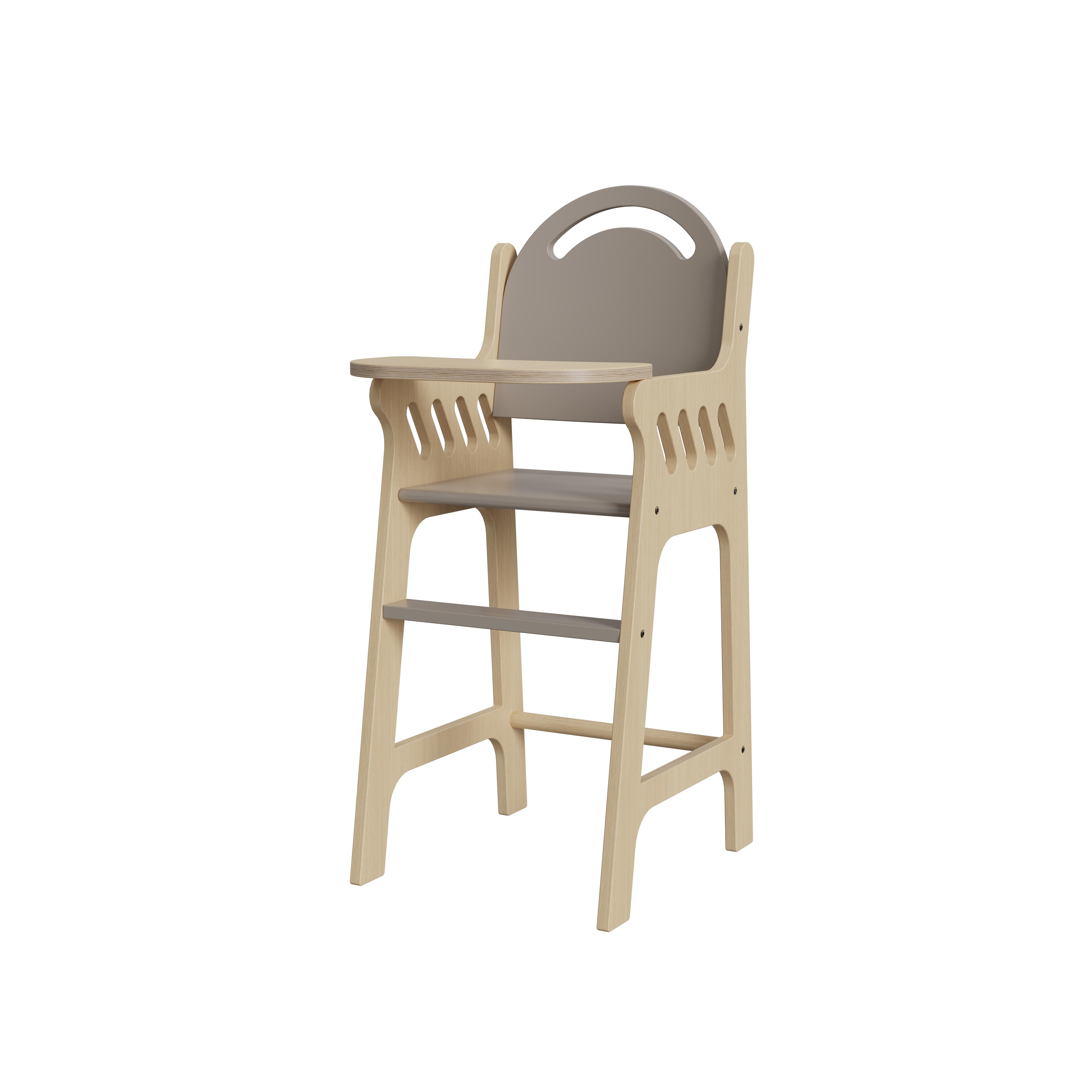 Natural Solid Wood Baby High Chair Adjustable Height Foldable Design for Kids Dining Playtime