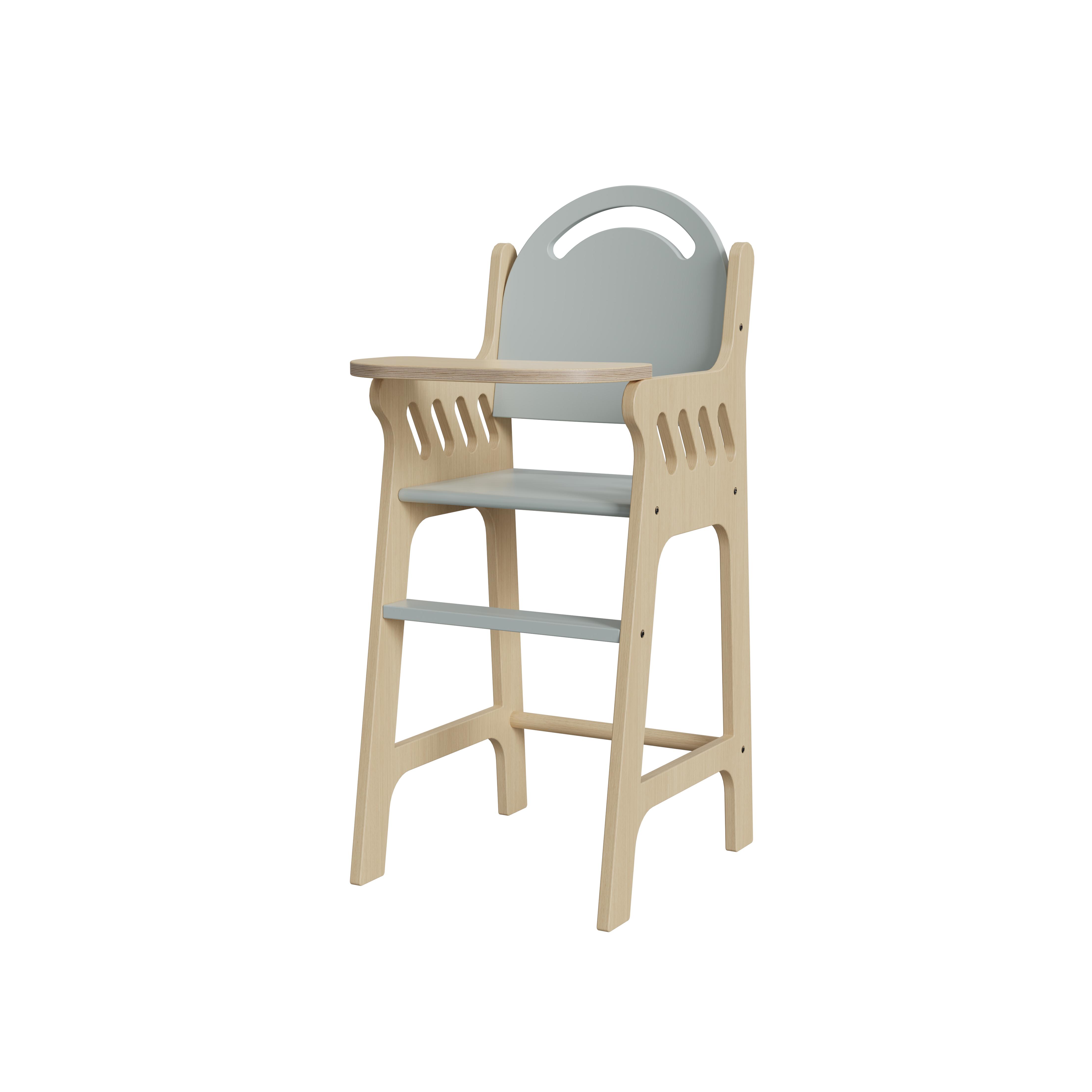 Natural Solid Wood Baby High Chair Adjustable Height Foldable Design for Kids Dining Playtime