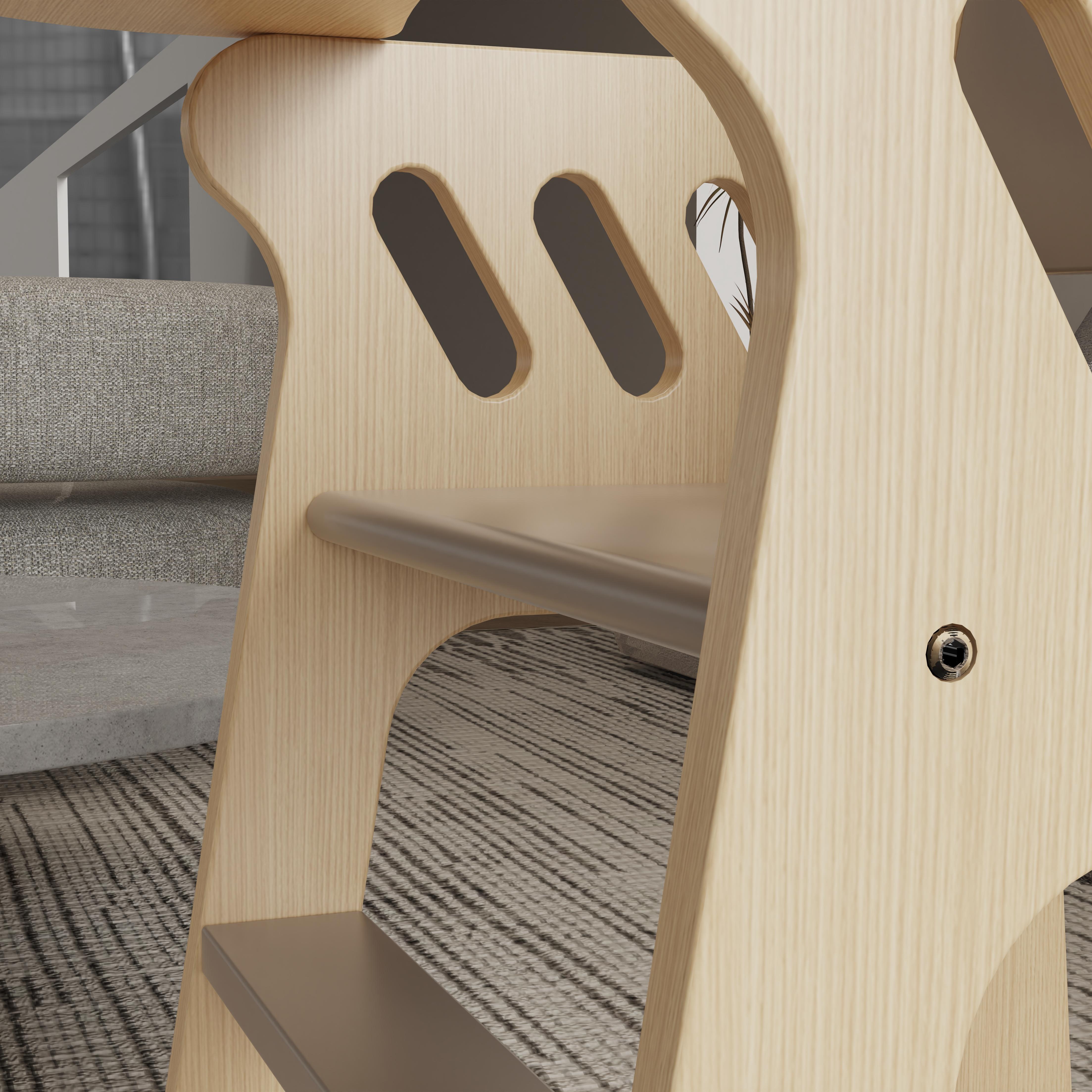 Natural Solid Wood Baby High Chair Adjustable Height Foldable Design for Kids Dining Playtime