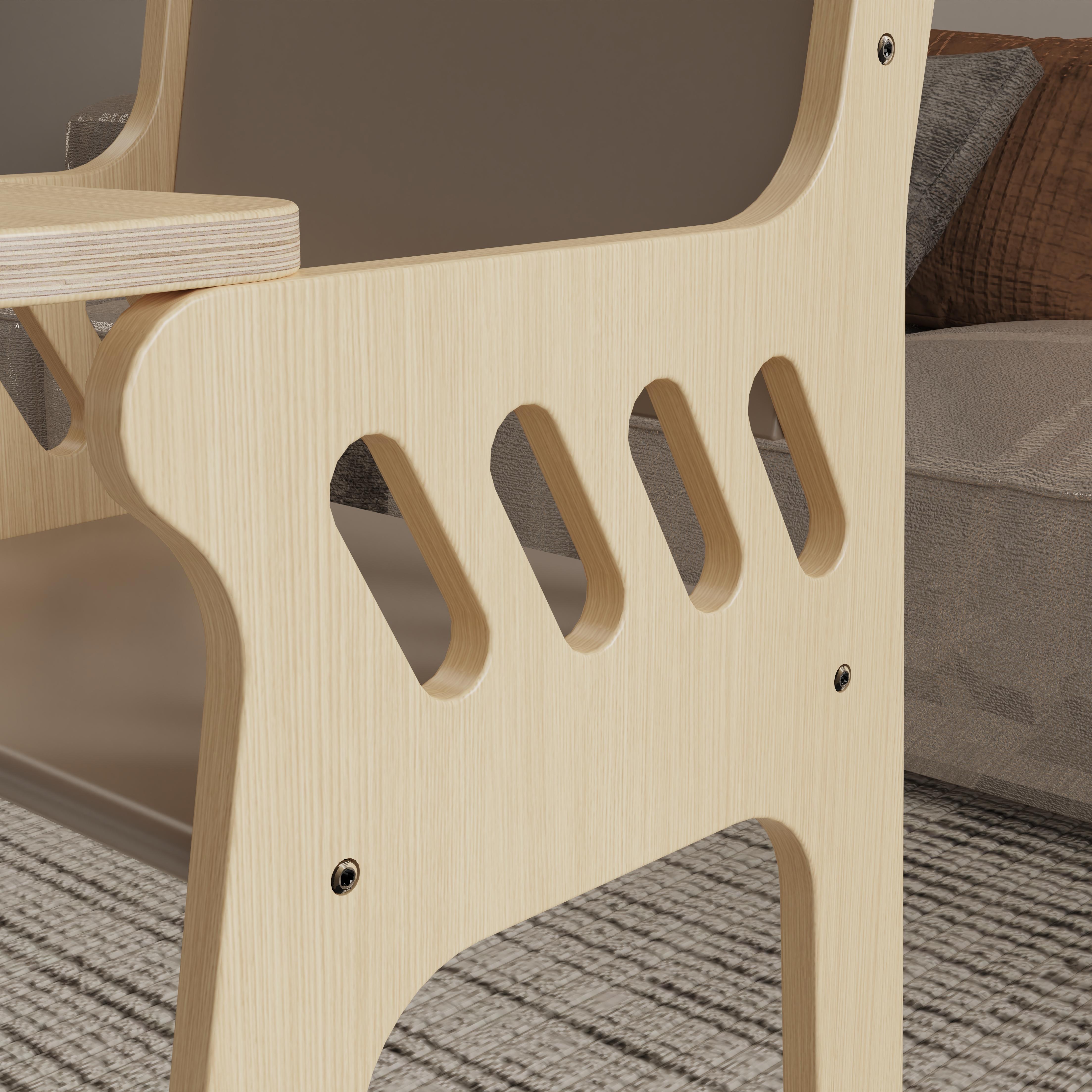 Natural Solid Wood Baby High Chair Adjustable Height Foldable Design for Kids Dining Playtime