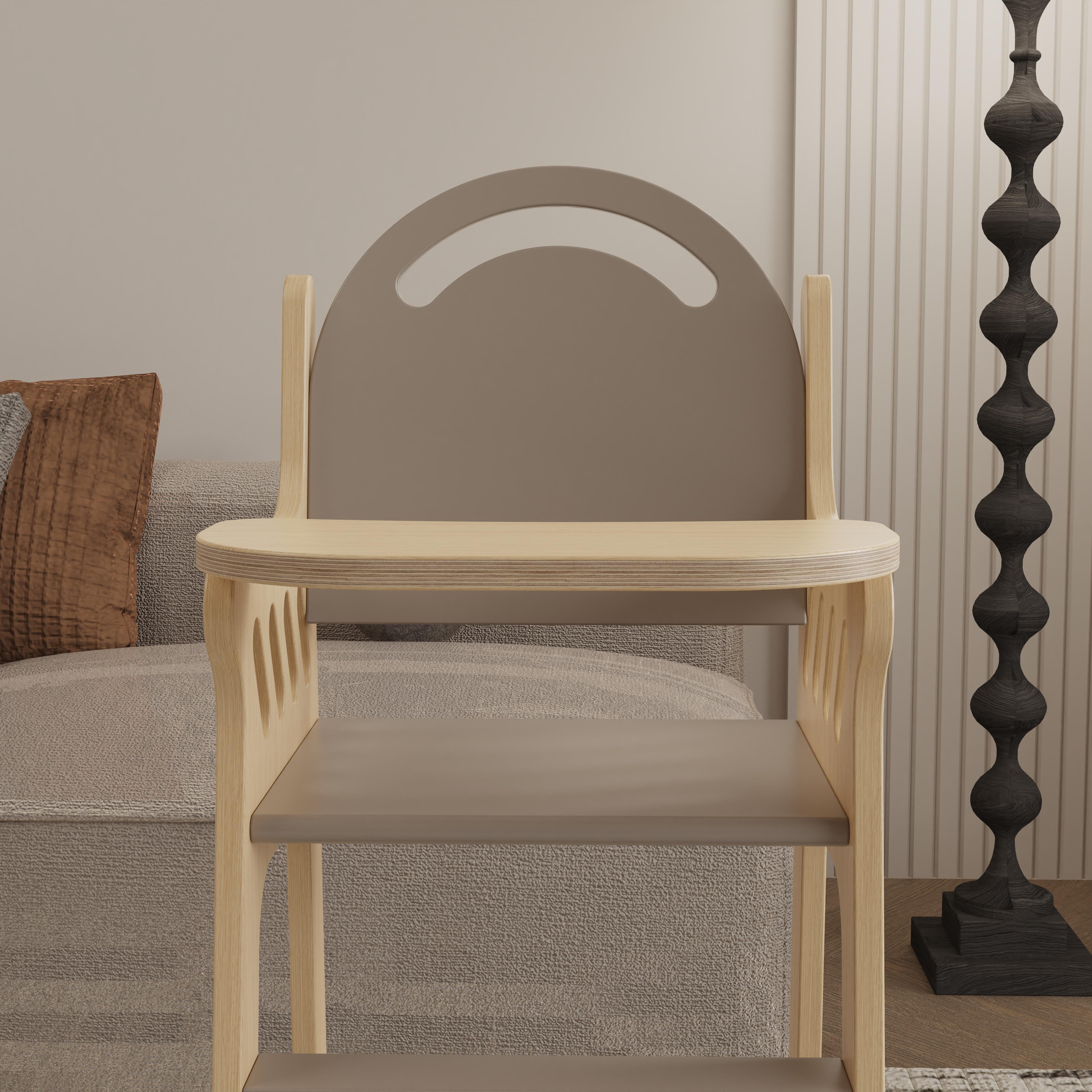 Natural Solid Wood Baby High Chair Adjustable Height Foldable Design for Kids Dining Playtime